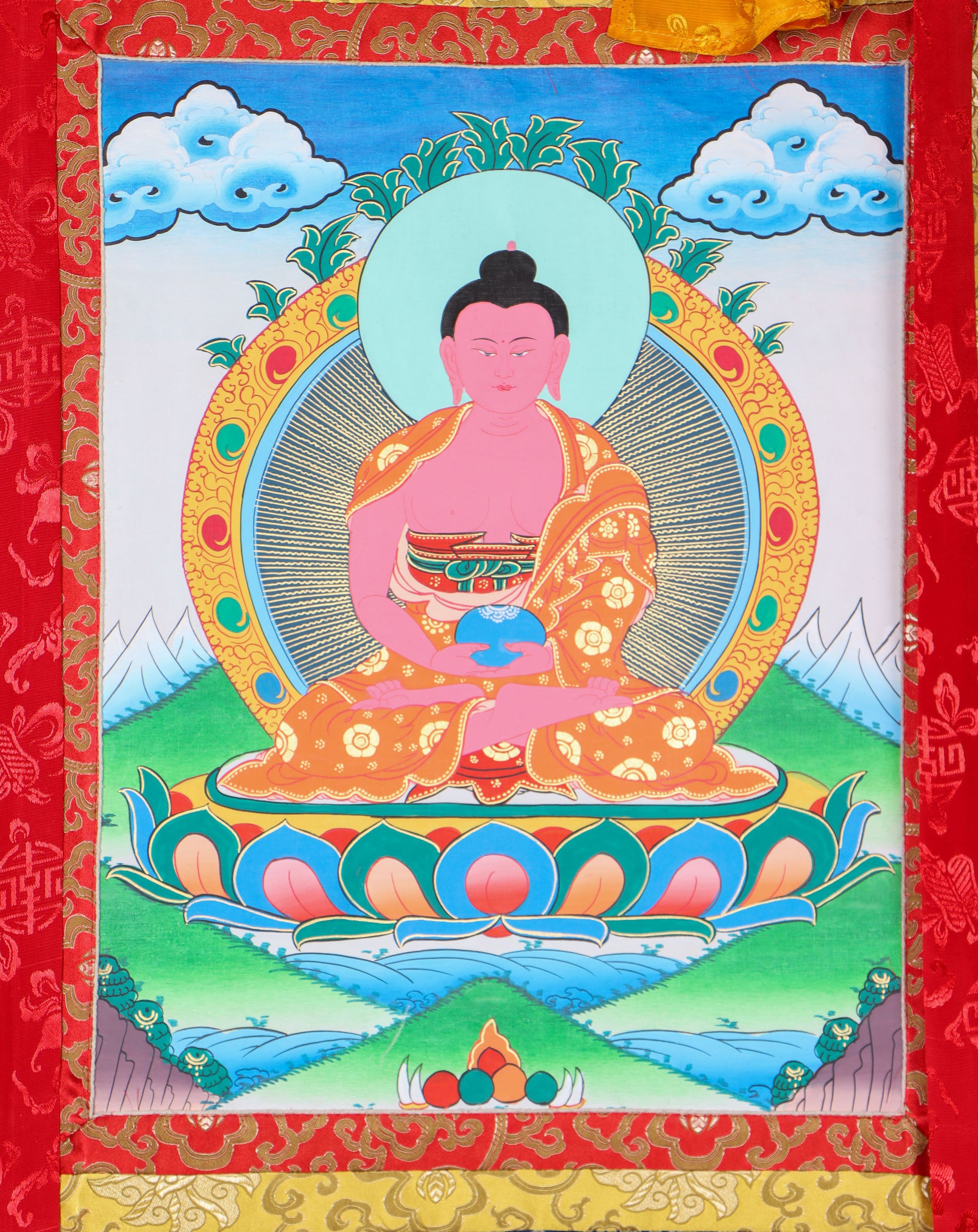 Amitabha Brocade Thangka Painting for meditation.