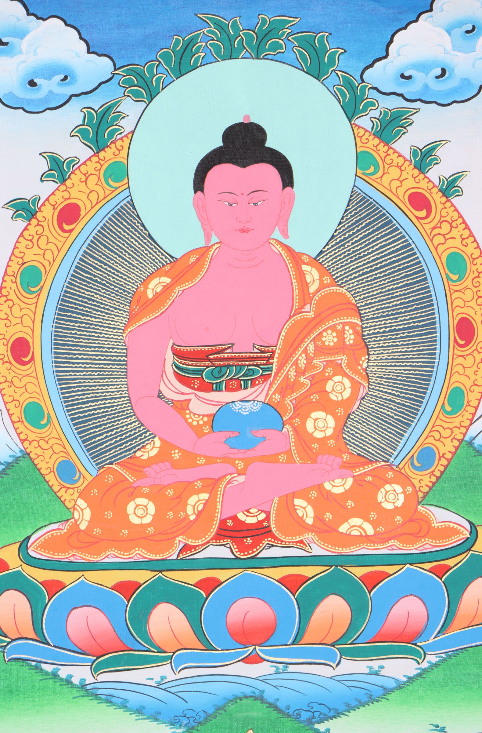 Amitabha Brocade Thangka Painting for meditation.