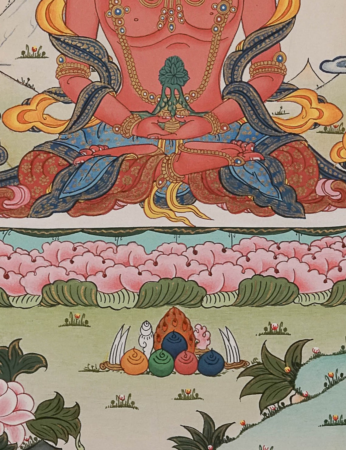 Amitayus Buddha Thangka - Handpainted Art