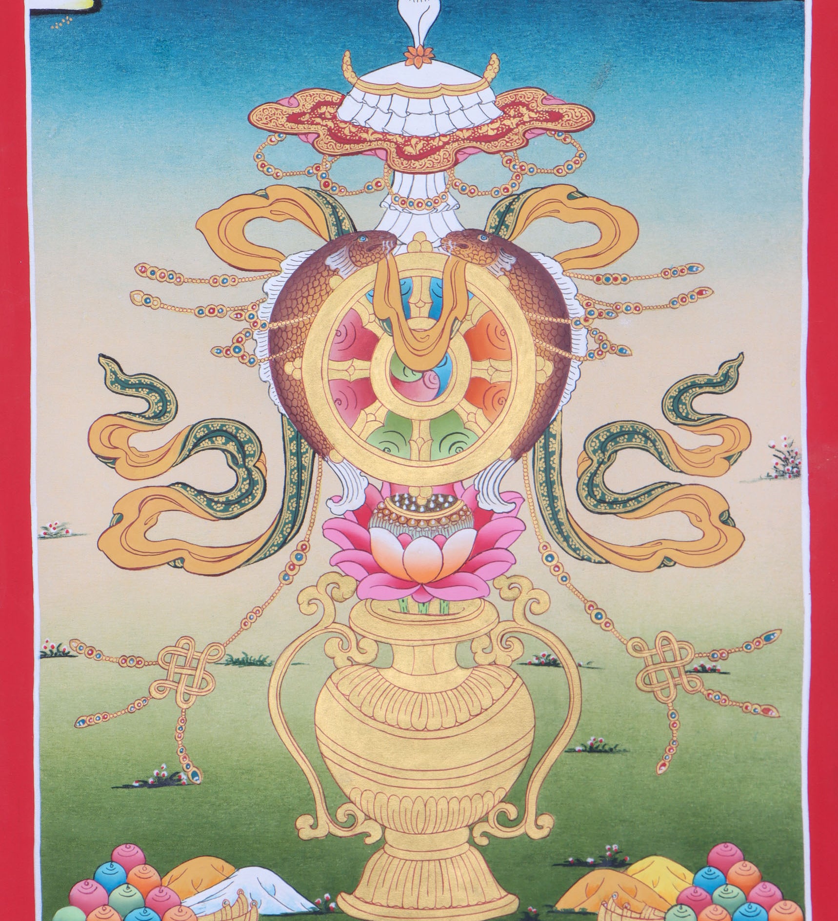 Asthamangal Thangka for  spiritual guidance and protection. 