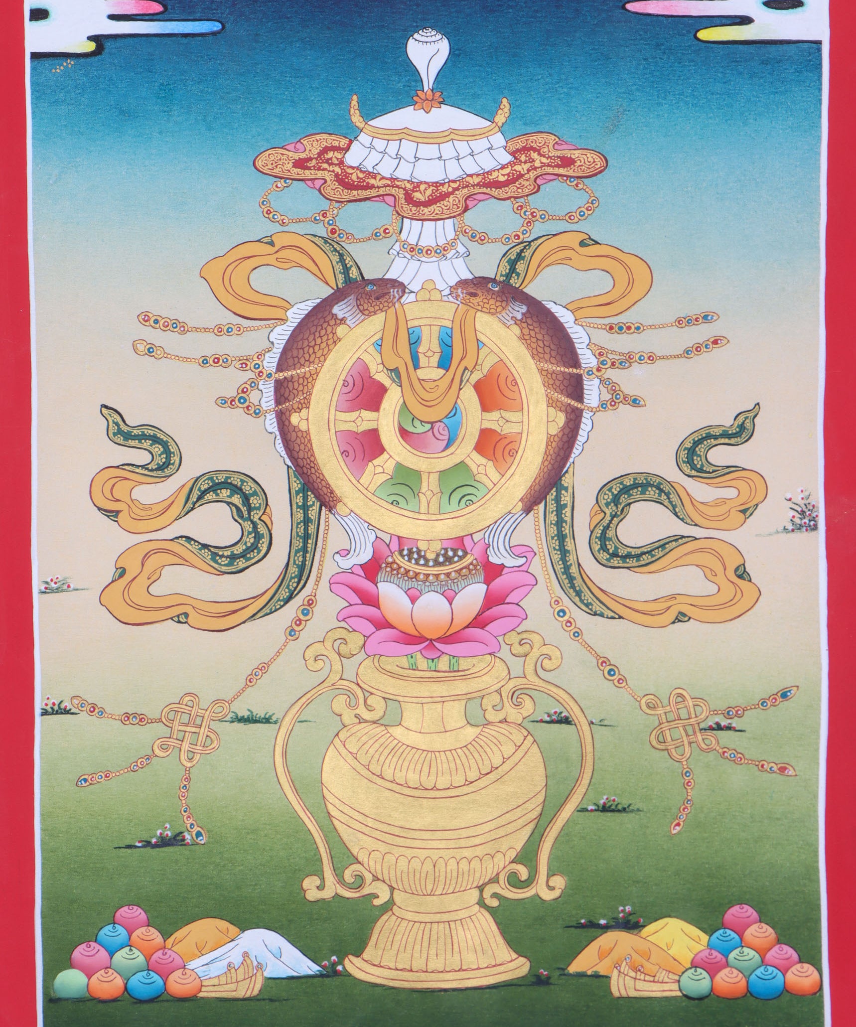 Asthamangal Thangka for  spiritual guidance and protection. 