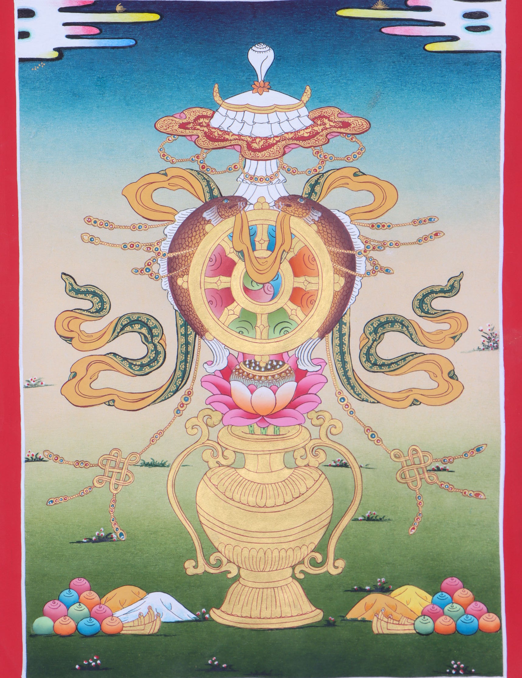 Asthamangal Thangka for  spiritual guidance and protection. 