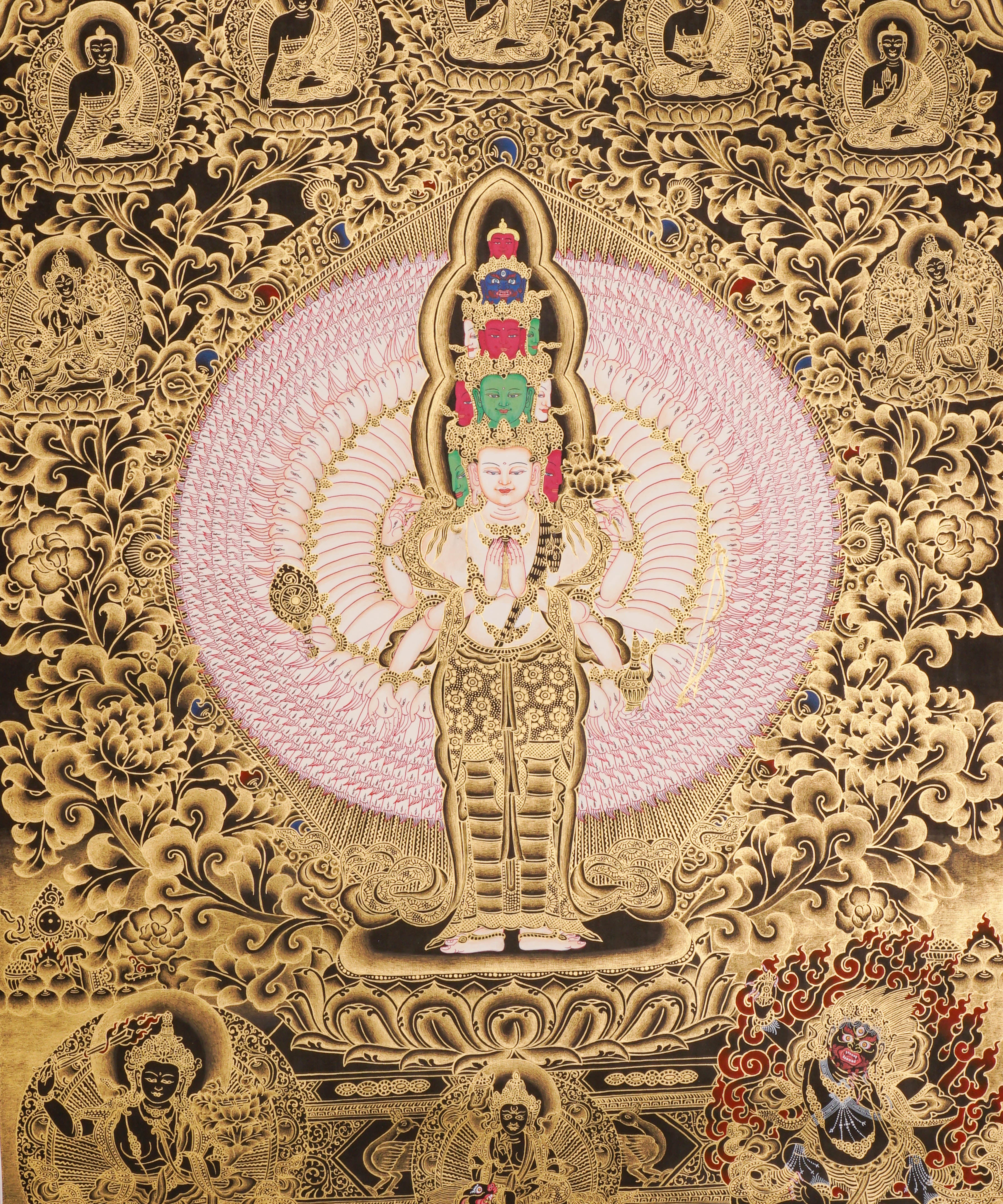 Avalokeshwor Thangka Painting for wall hanging decor.