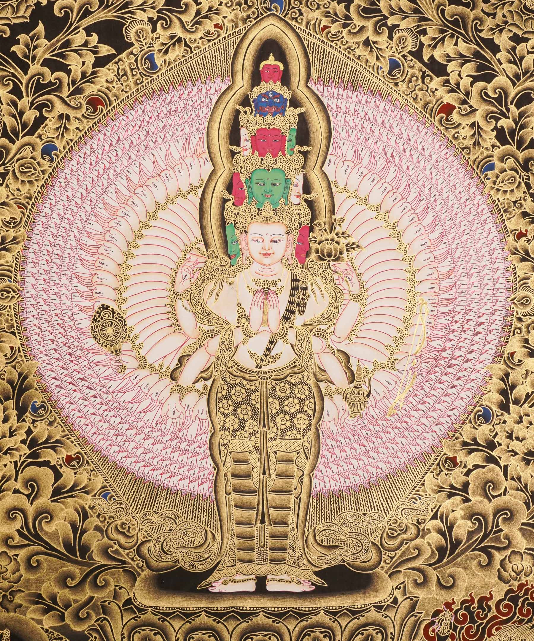 Avalokeshwor Thangka Painting for wall hanging decor.