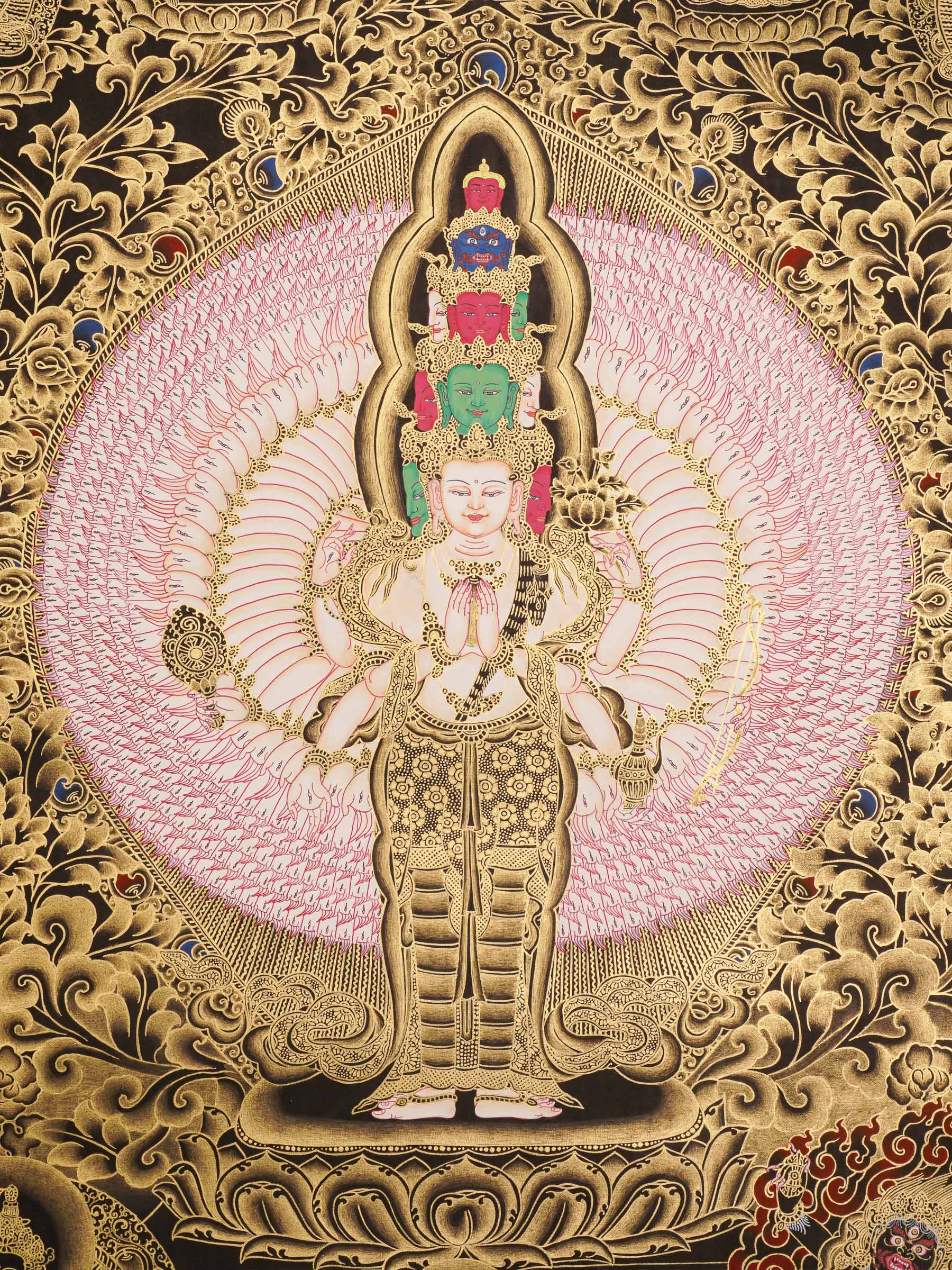 Avalokeshwor Thangka Painting for wall hanging decor.