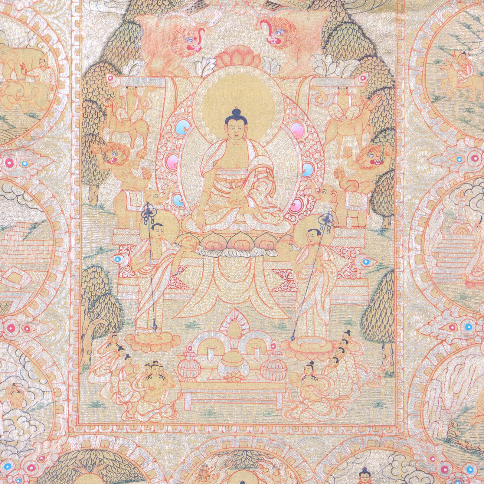 Shakyamuni Buddha Thangka Painting for meditation and reflection on the teachings of Shakyamuni Buddha.