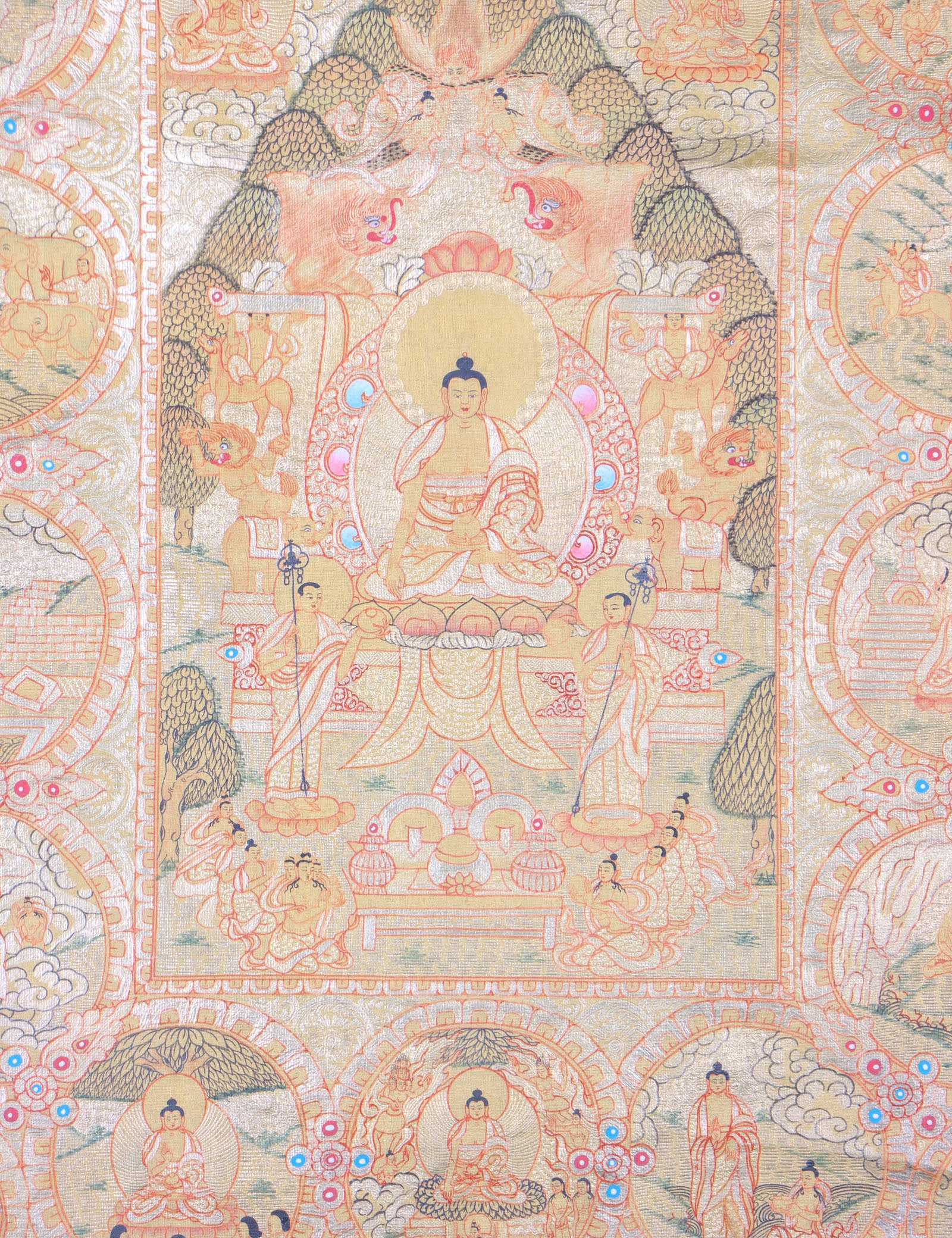 Shakyamuni Buddha Thangka Painting for meditation and reflection on the teachings of Shakyamuni Buddha.