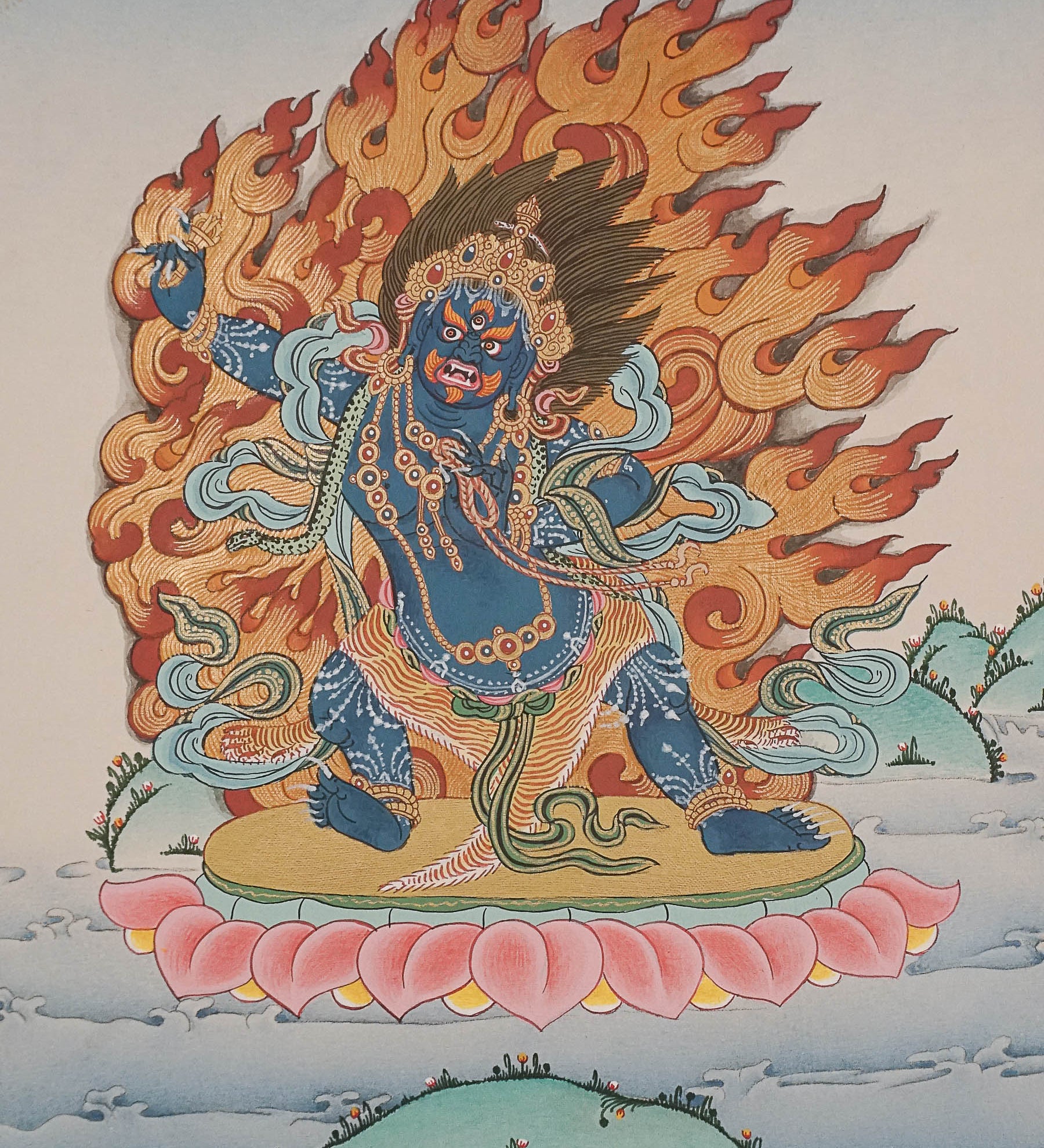 Bajrapani Thangka - Wrathful Deity Painting