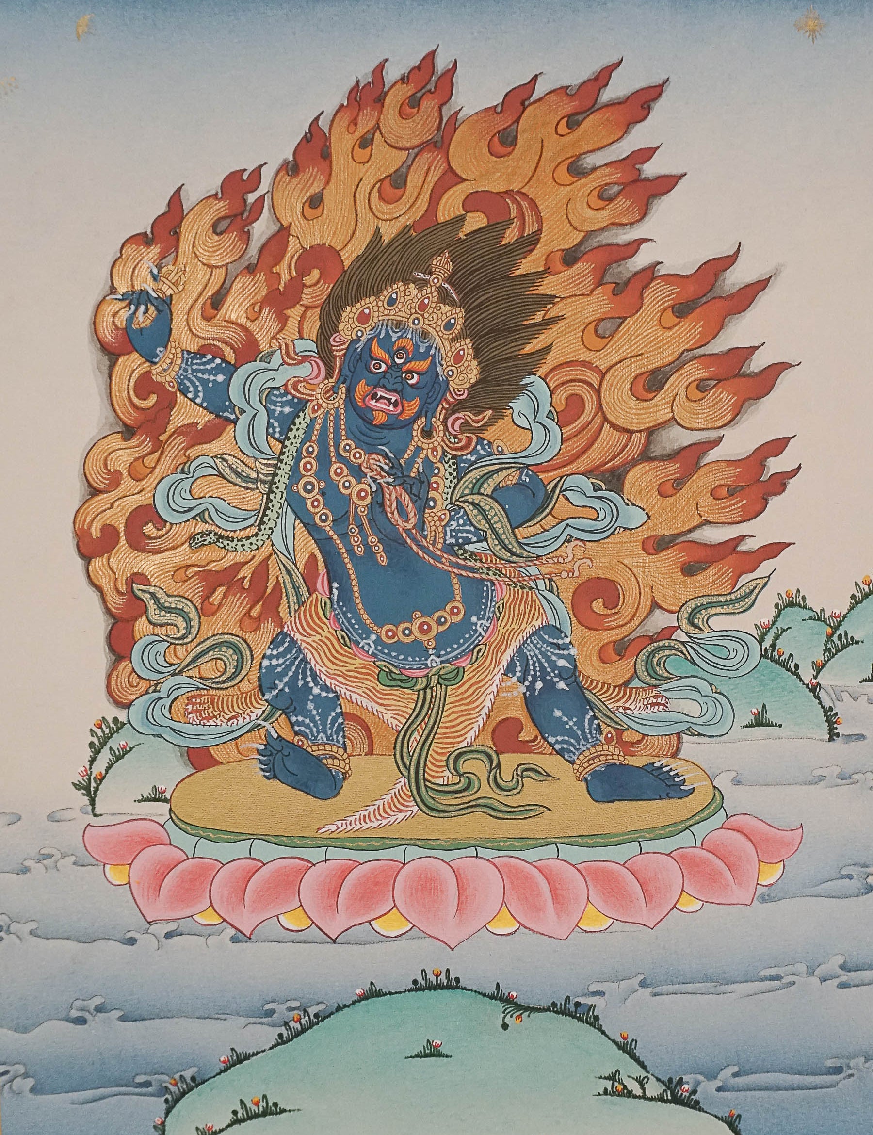 Bajrapani Thangka - Wrathful Deity Painting