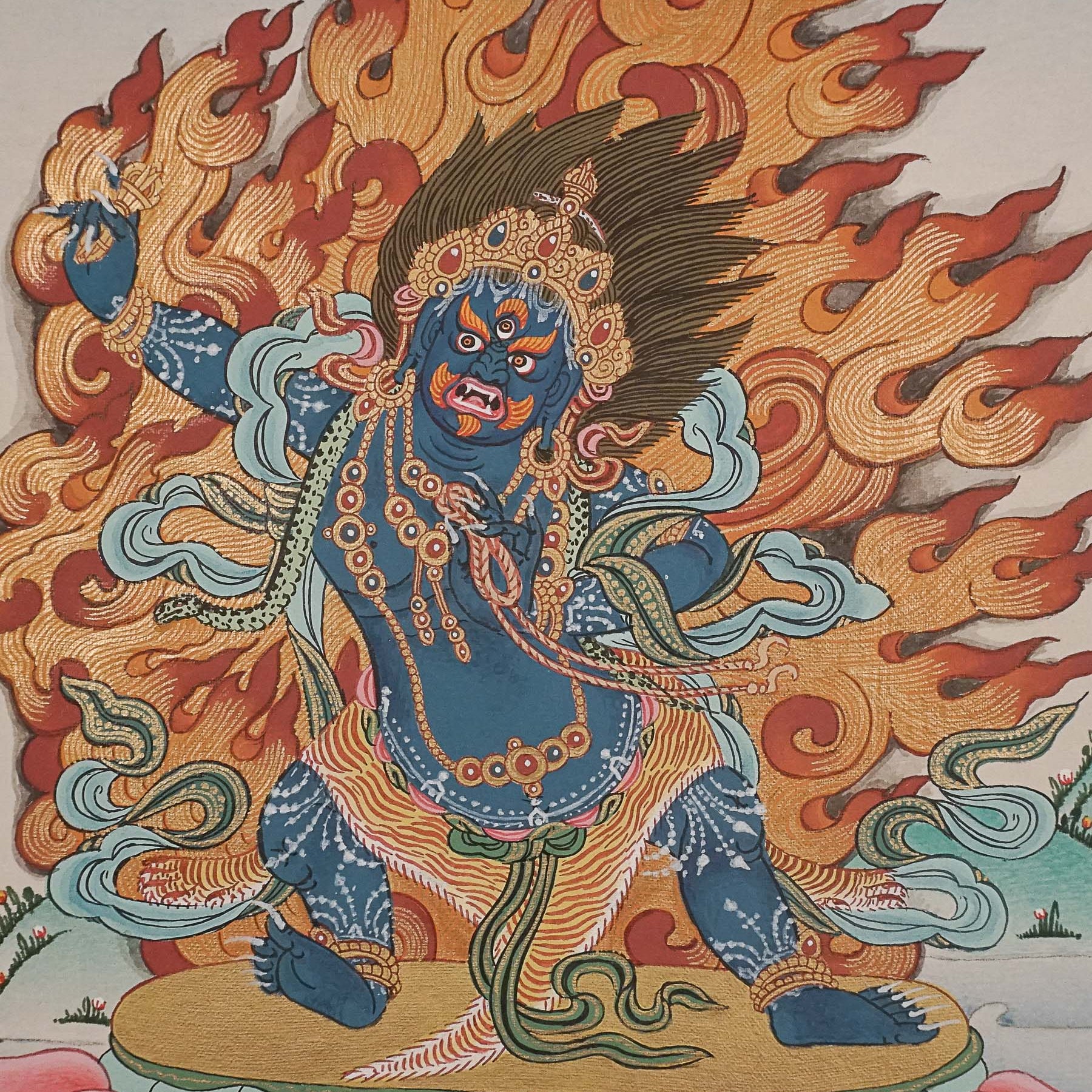 Bajrapani Thangka - Wrathful Deity Painting