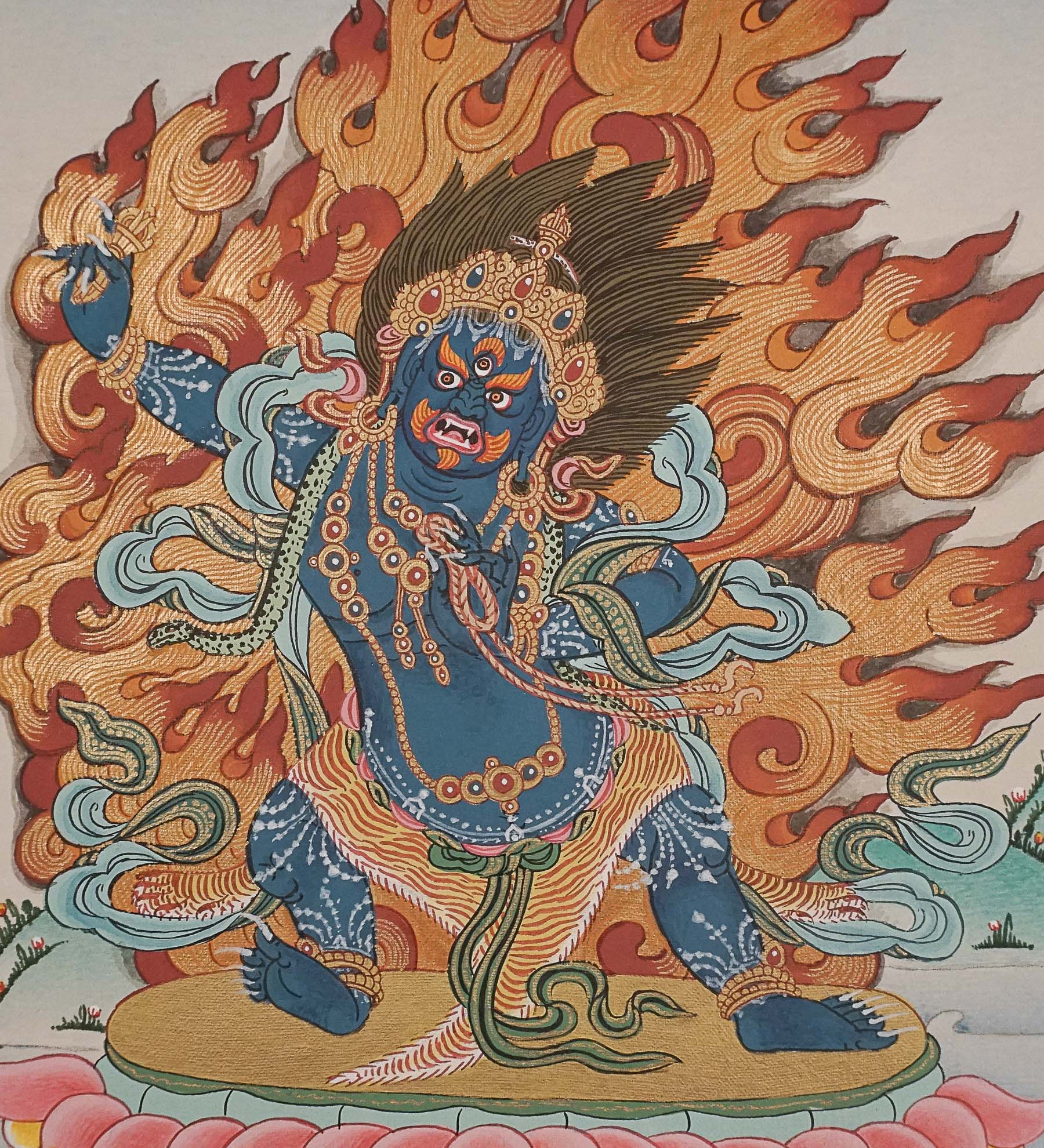 Bajrapani Thangka - Wrathful Deity Painting