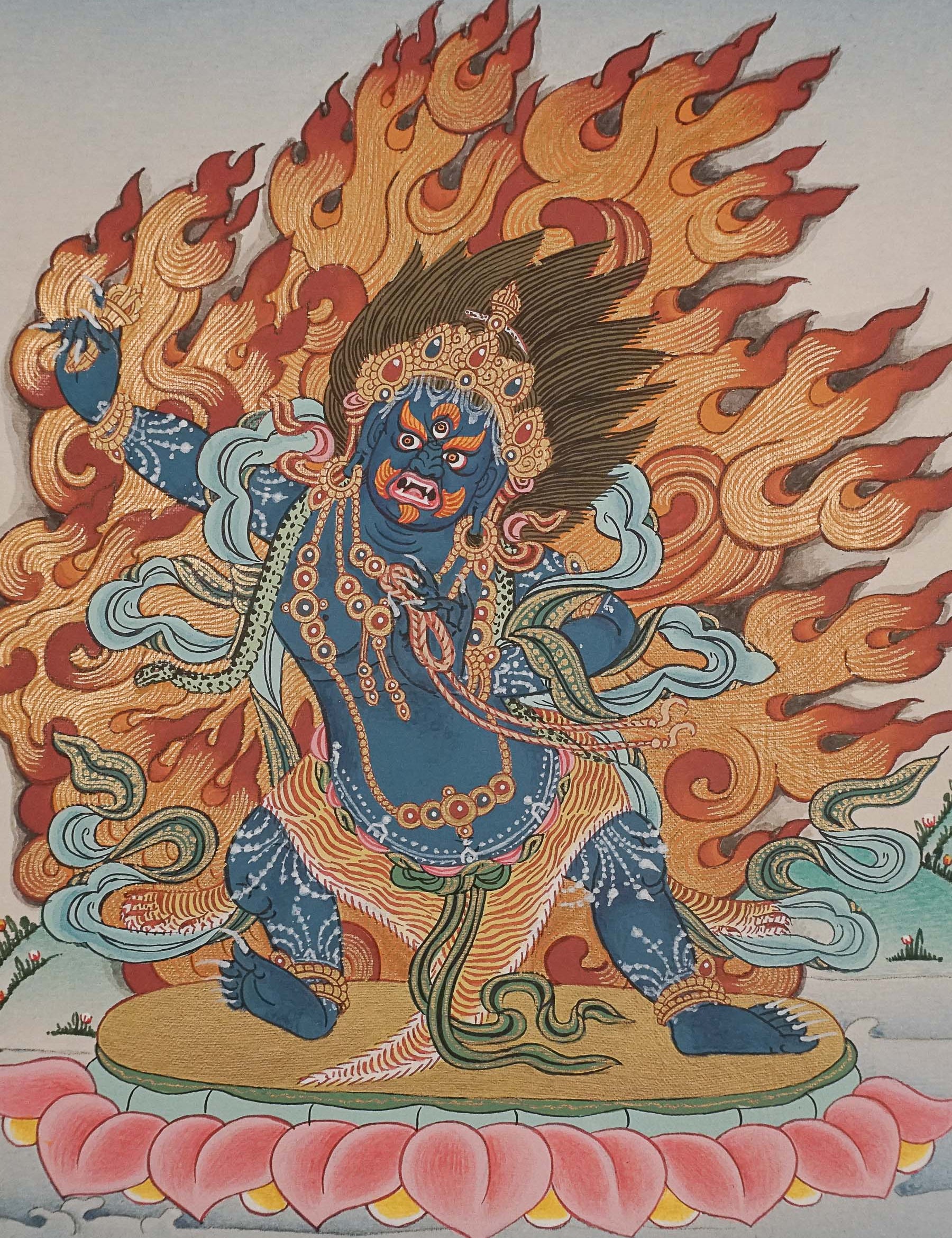 Bajrapani Thangka - Wrathful Deity Painting