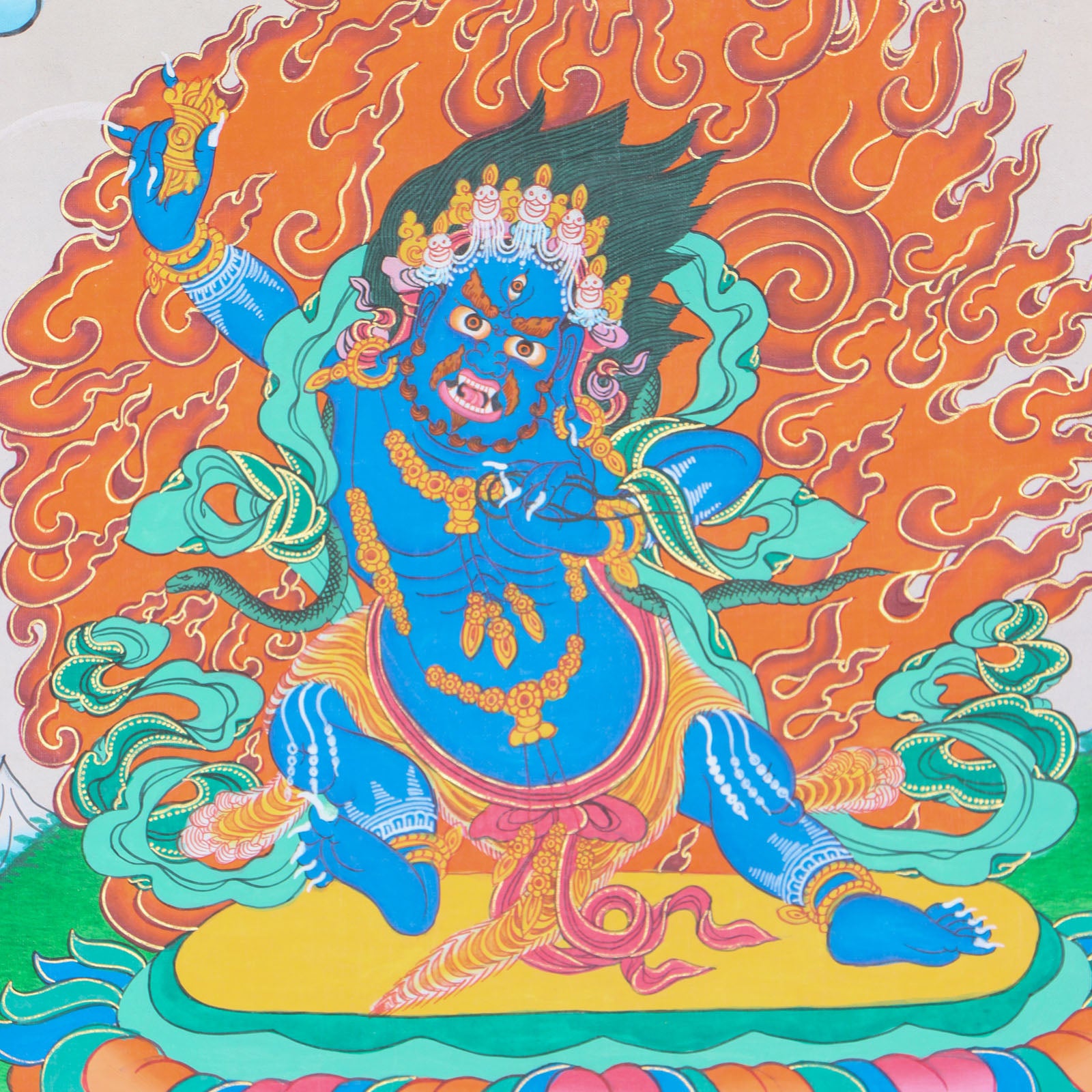 Vajrapani Brocade Thangka Painting for wall hanging decor.