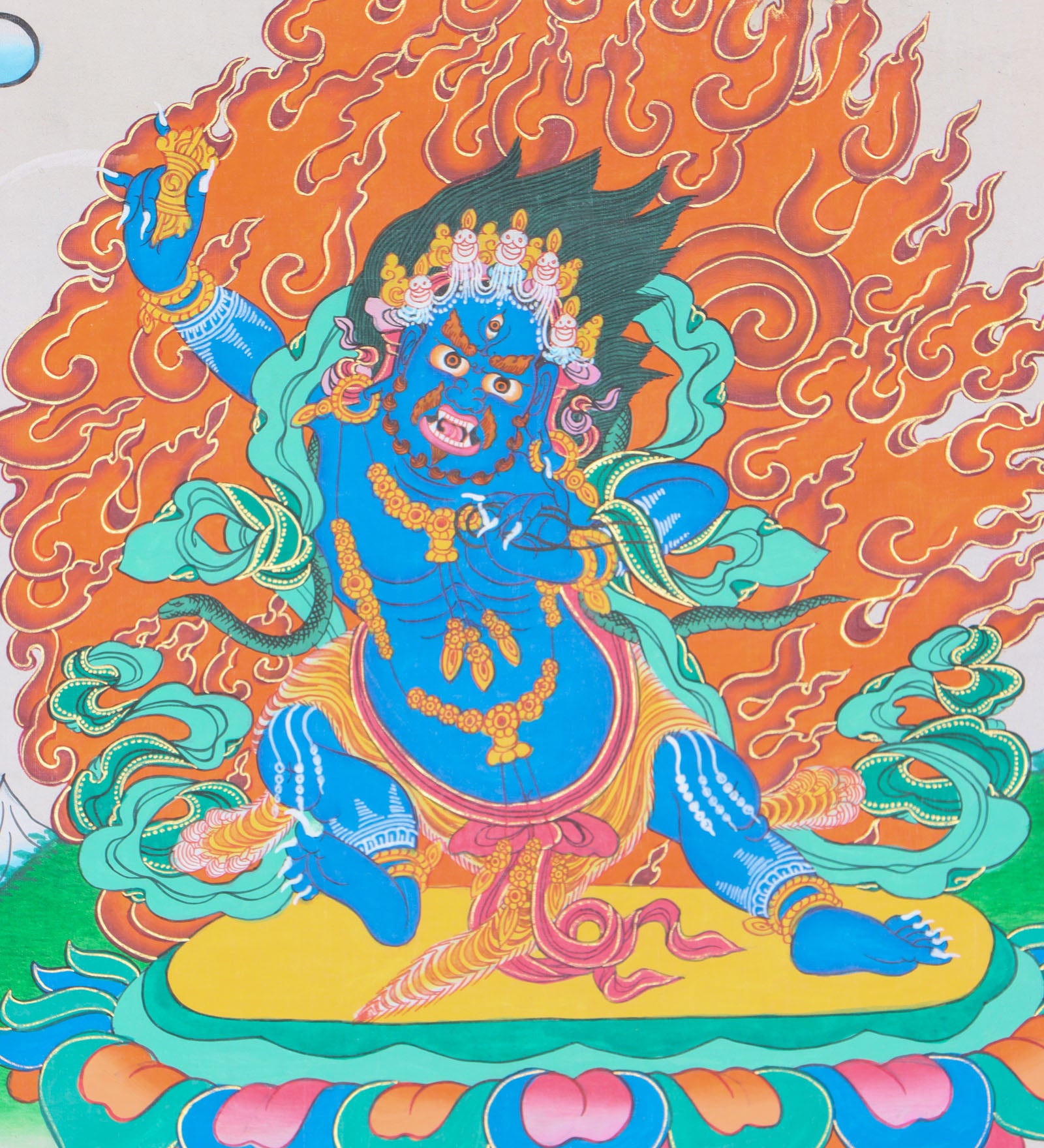 Vajrapani Brocade Thangka Painting for wall hanging decor.