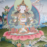 Vajrasattva Thangka - Handpainted art