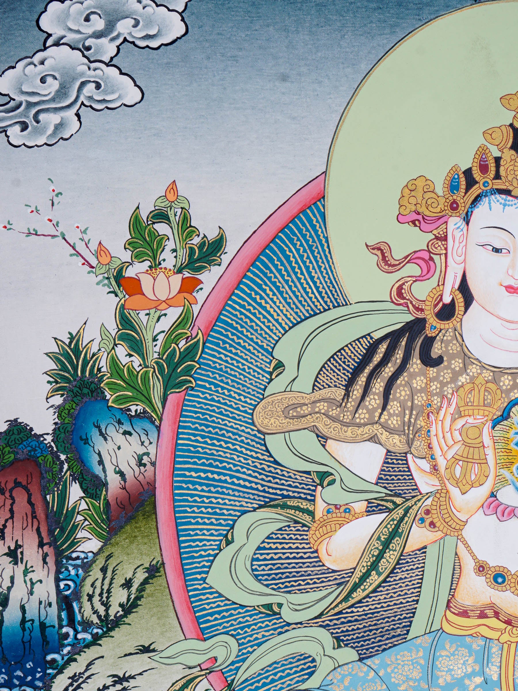 Vajrasattva Thangka - Handpainted art