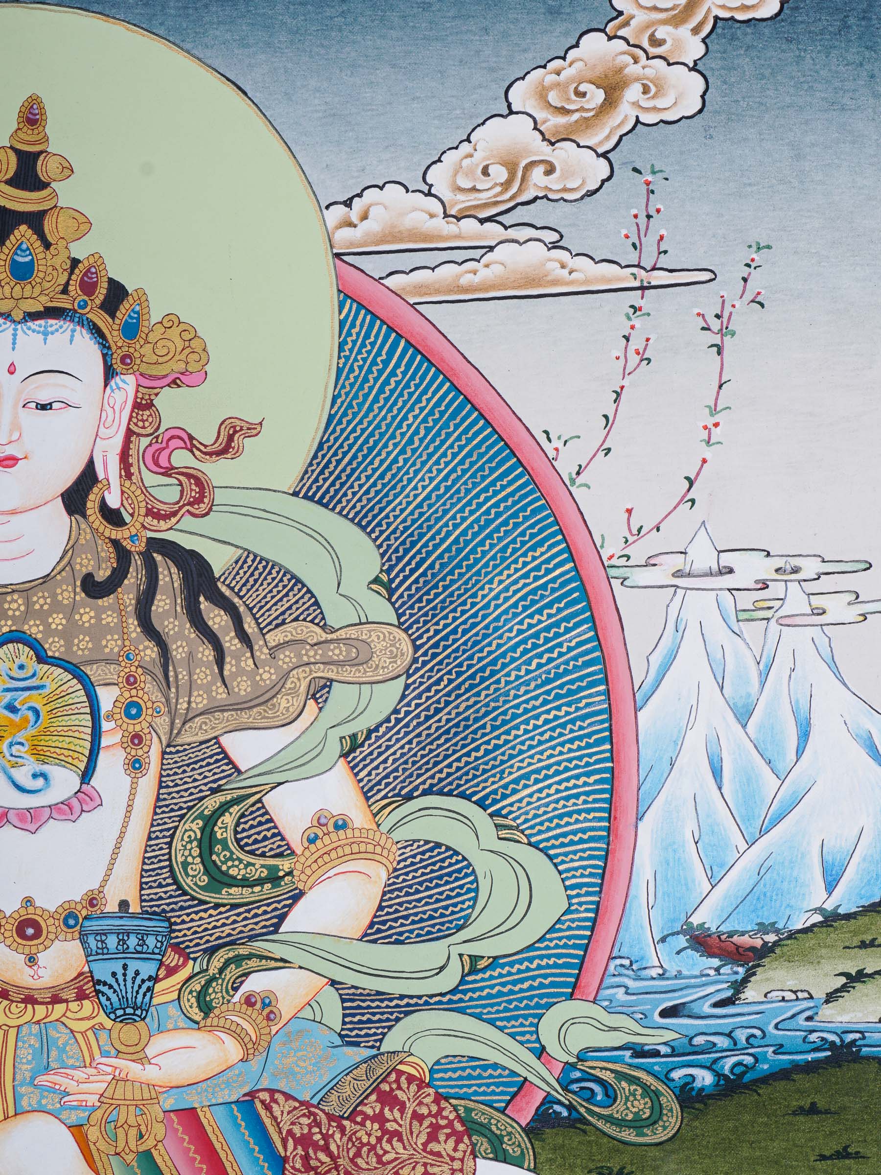 Vajrasattva Thangka - Handpainted art