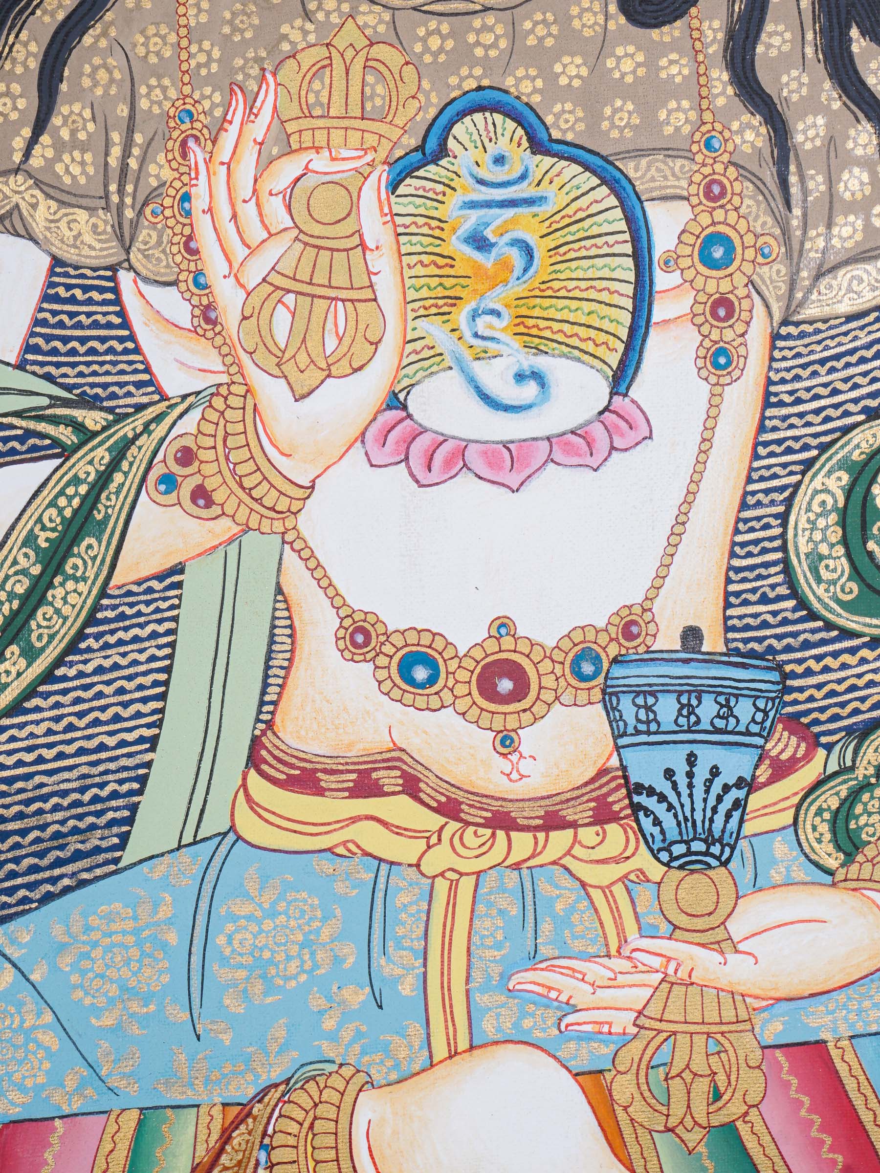 Vajrasattva Thangka - Handpainted art