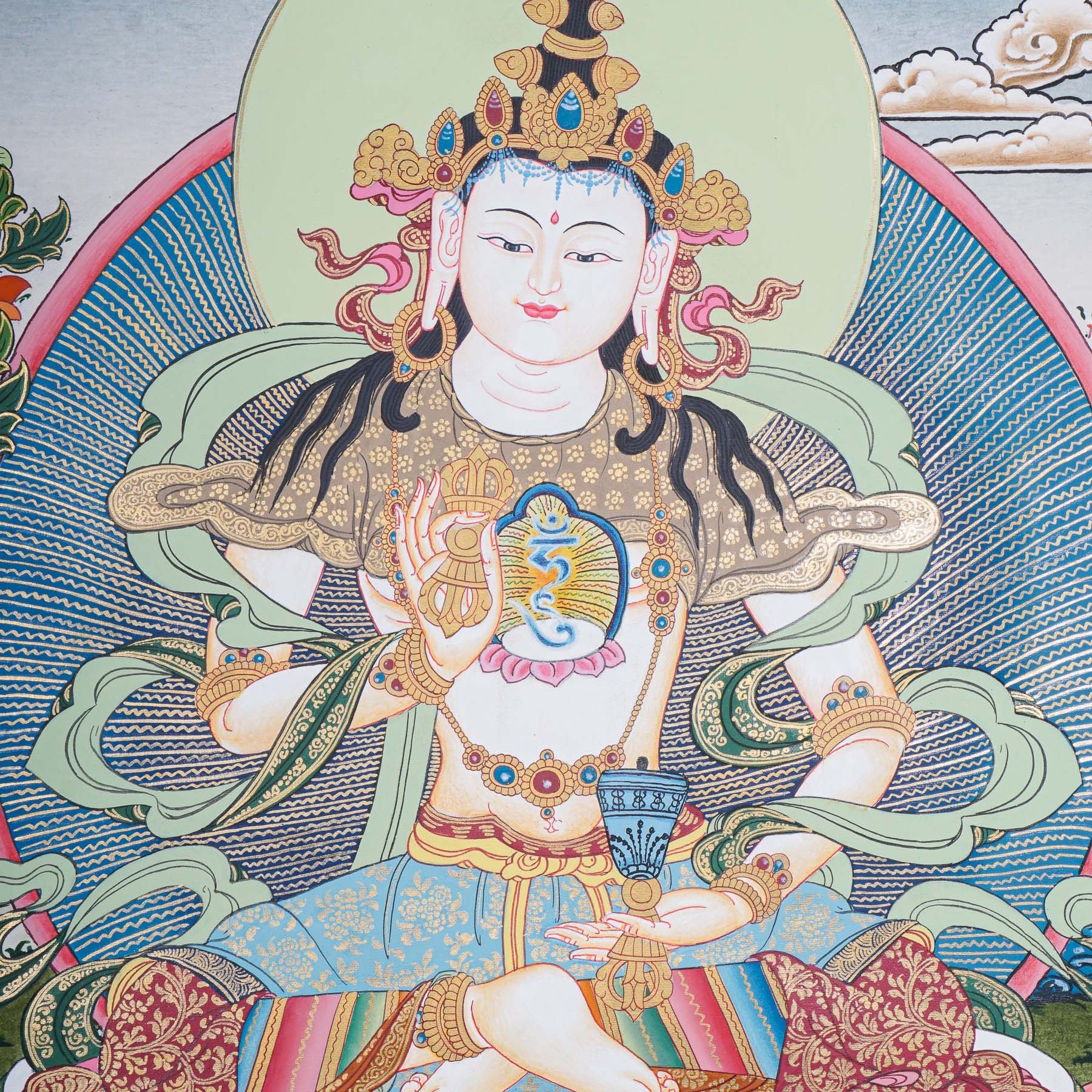 Vajrasattva Thangka - Handpainted art