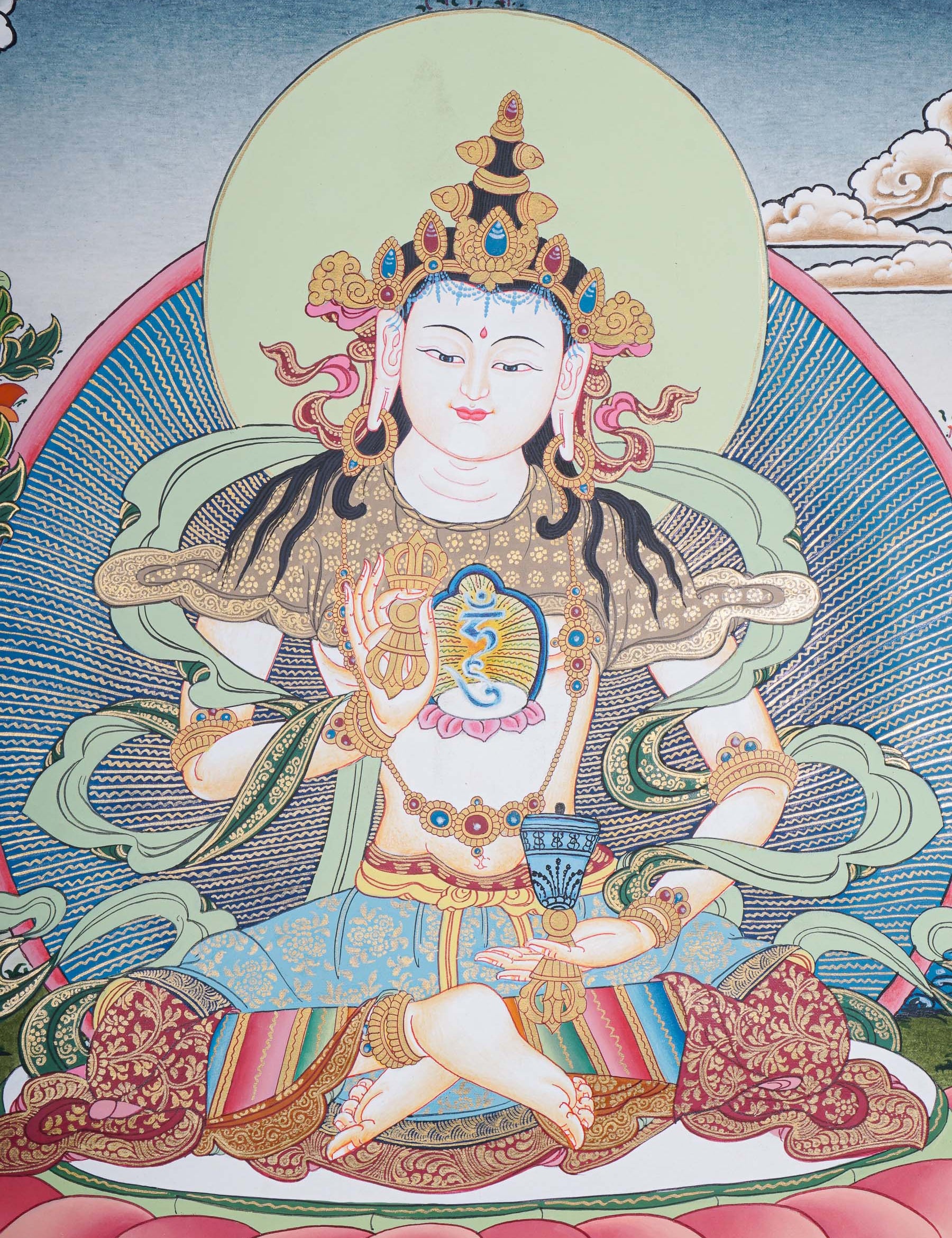 Vajrasattva Thangka - Handpainted art