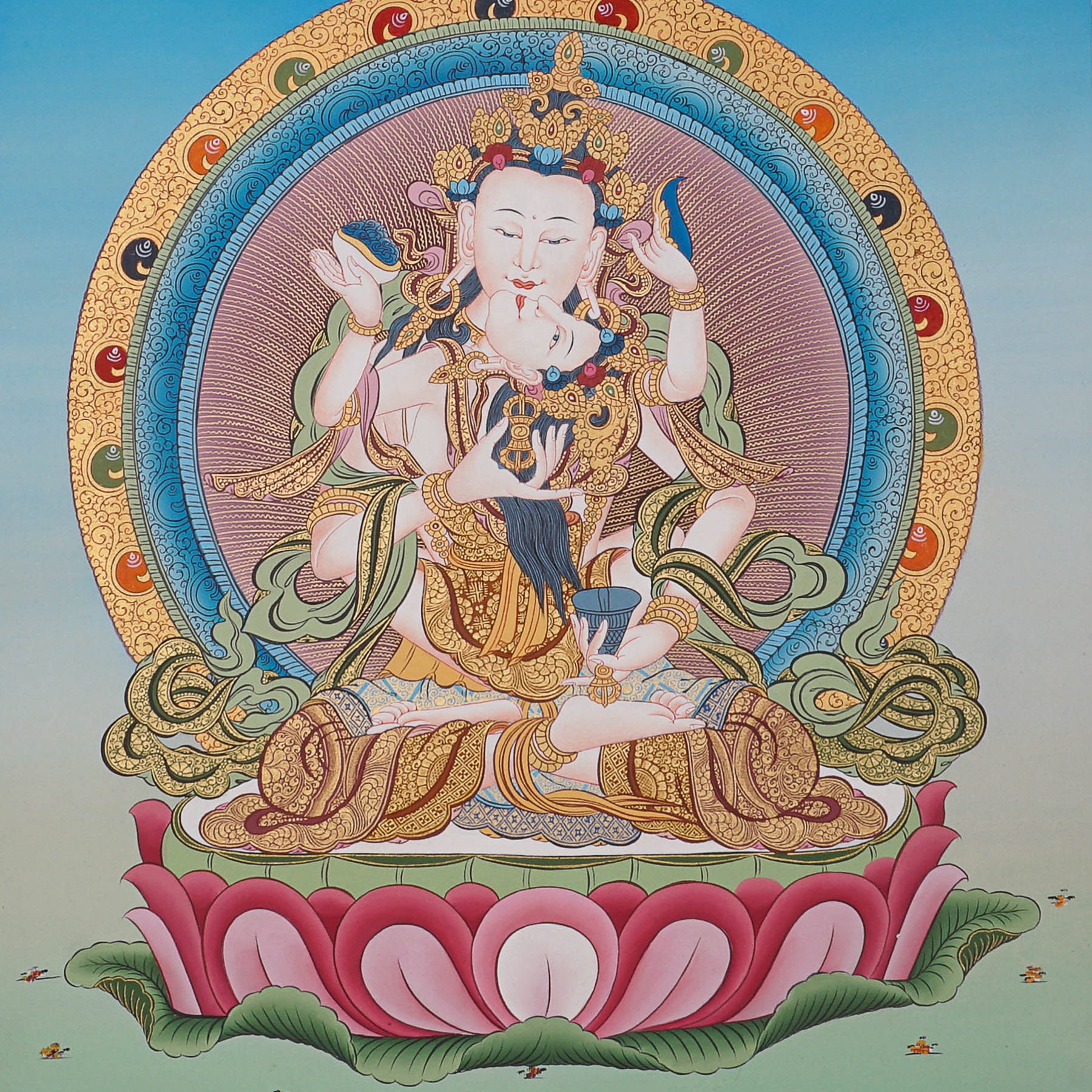 Vajrasattva Shakti Thangka- Tibetan Art