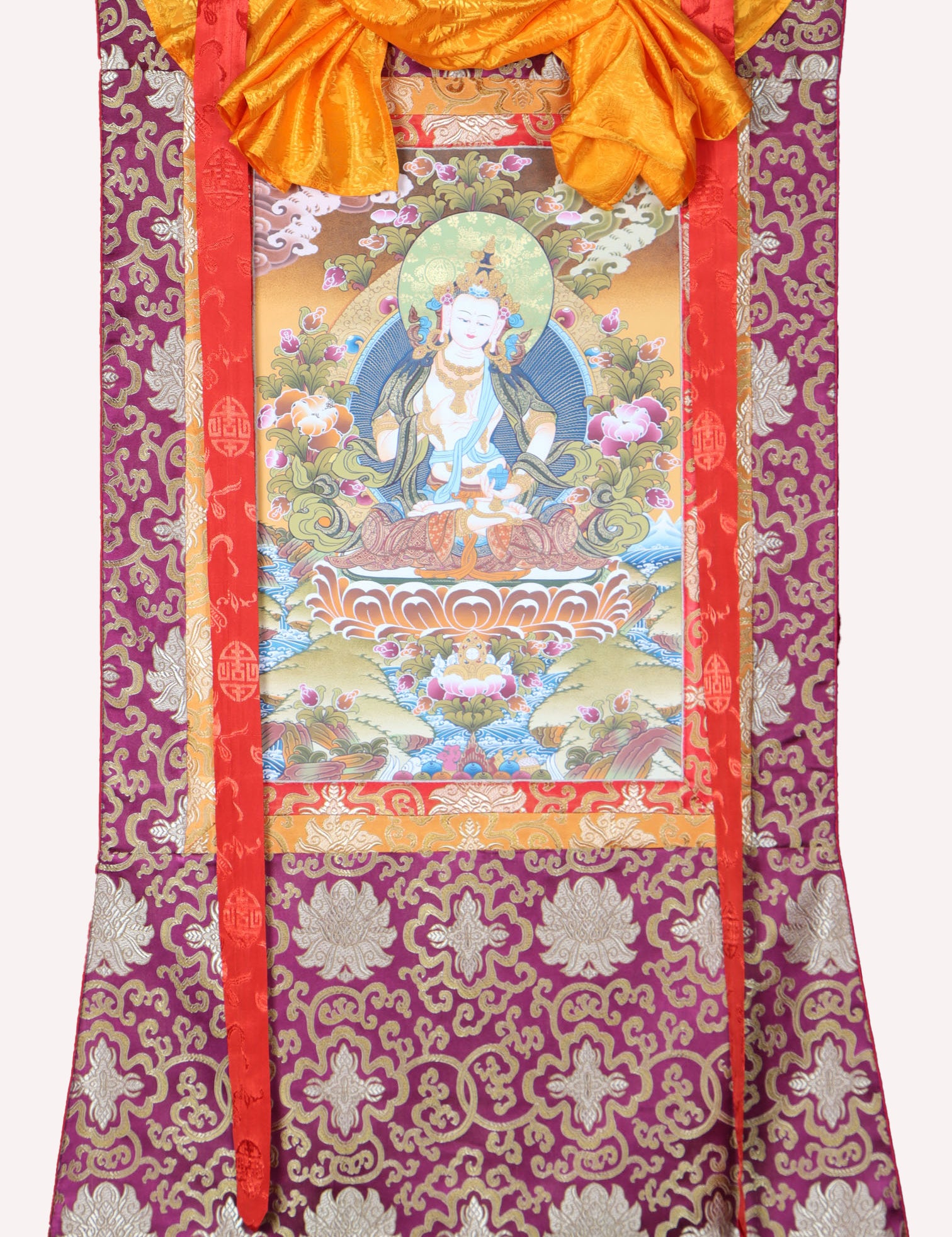 Vajrasattva Brocade Thangka Painting - Himalayas Shop