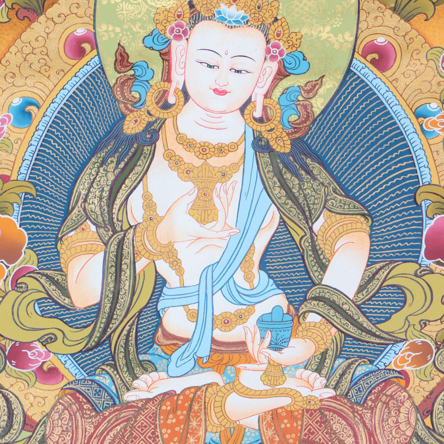 Vajrasattva Brocade Thangka Painting - Himalayas Shop