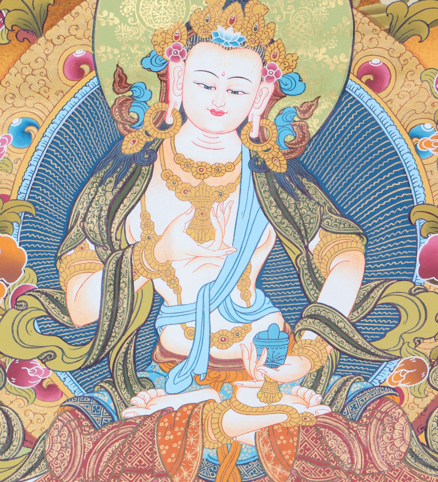 Vajrasattva Brocade Thangka Painting - Himalayas Shop