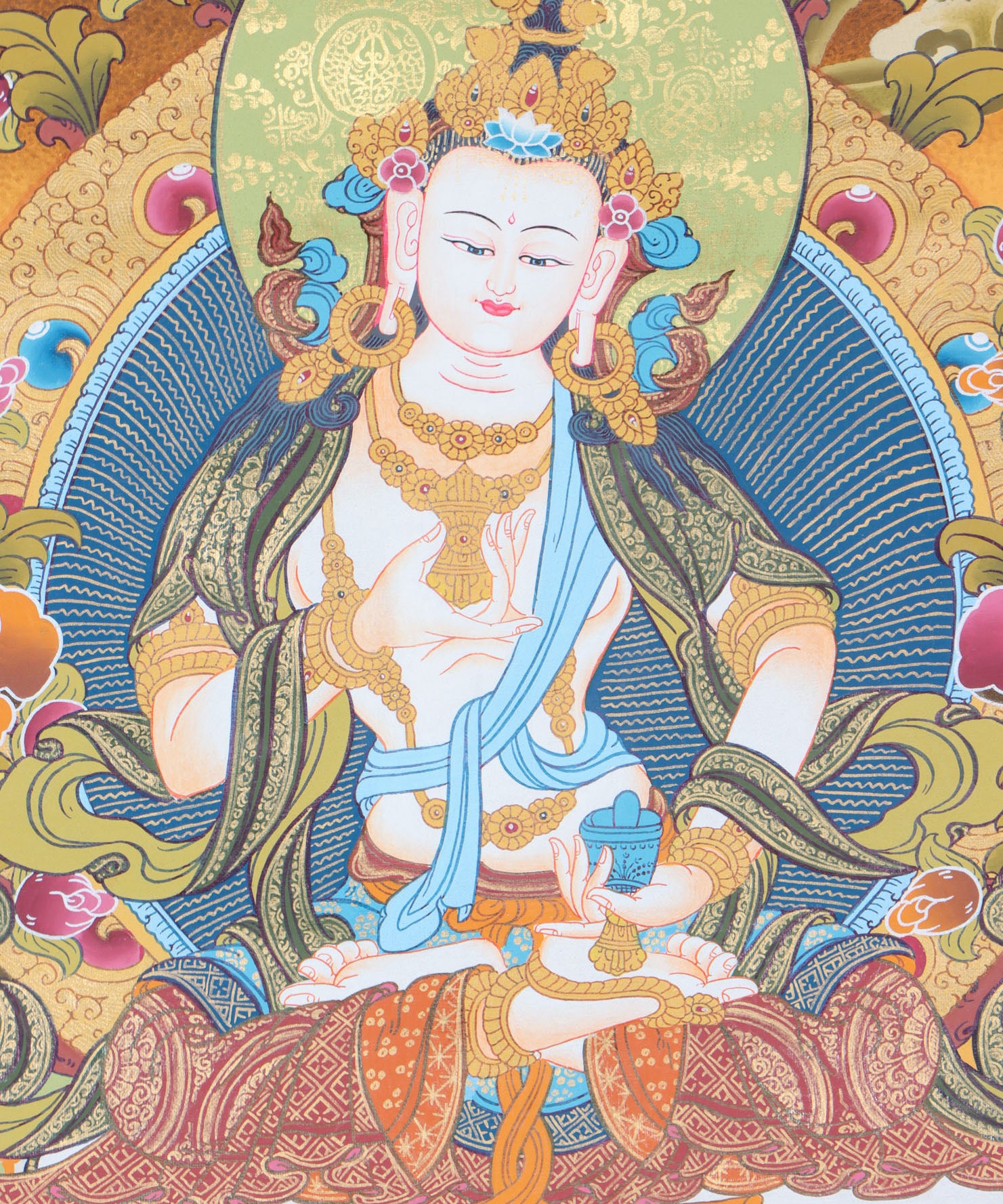 Vajrasattva Brocade Thangka Painting - Himalayas Shop