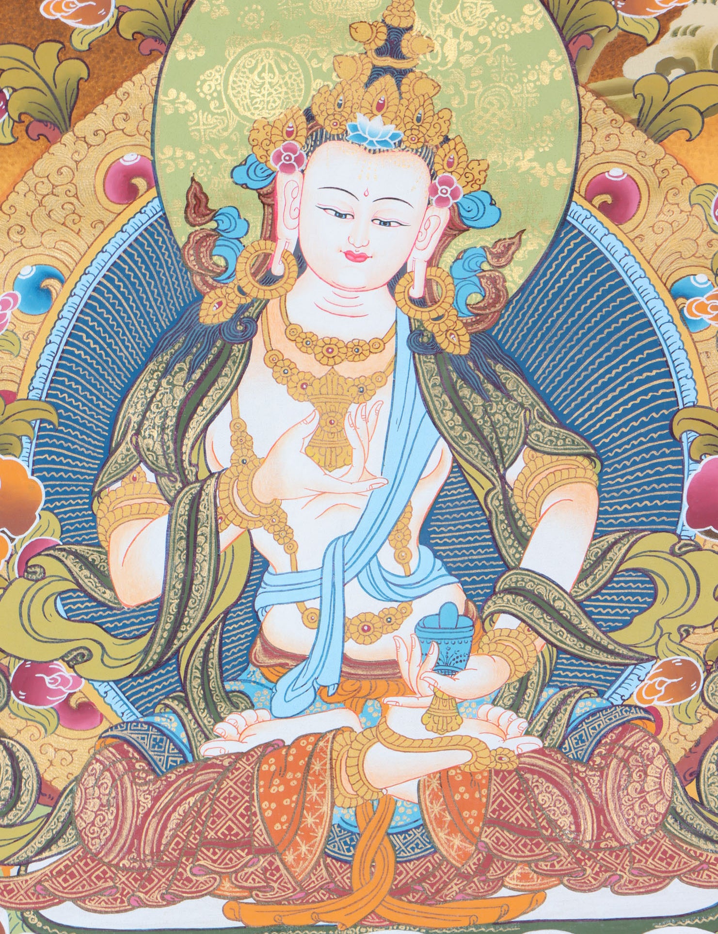 Vajrasattva Brocade Thangka Painting - Himalayas Shop