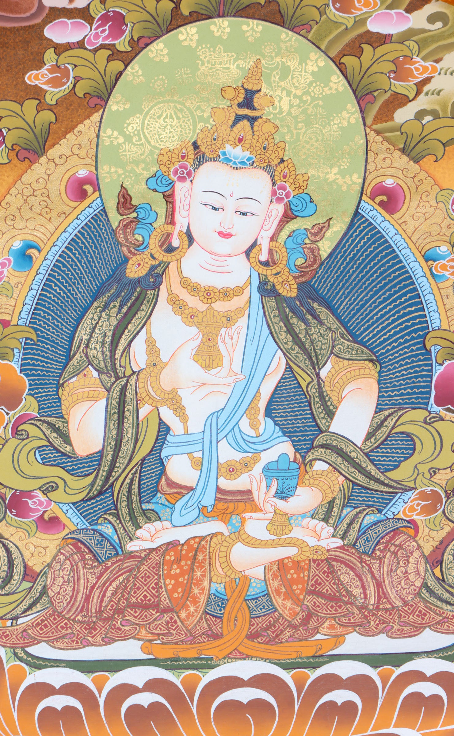 Vajrasattva Brocade Thangka Painting - Himalayas Shop