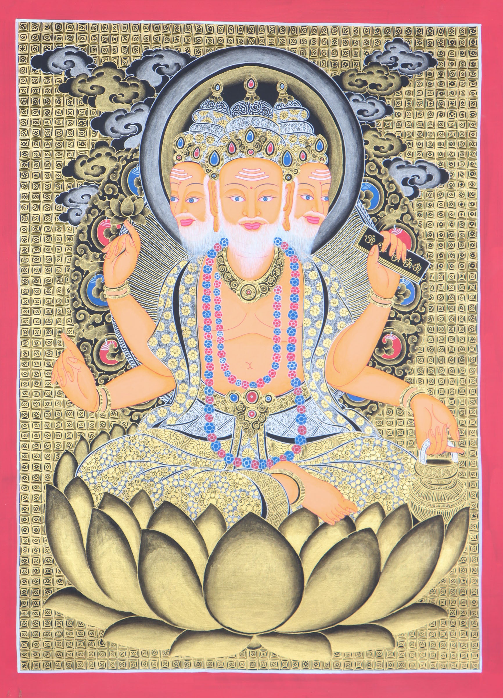 Hindu deity Brahma - The God of creation Thangka painting