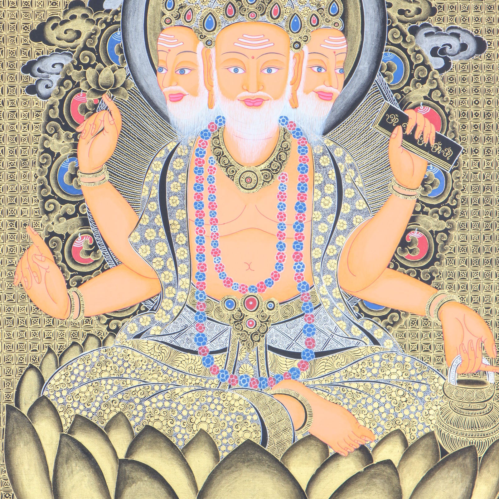 Hindu deity Brahma - The God of creation Thangka painting