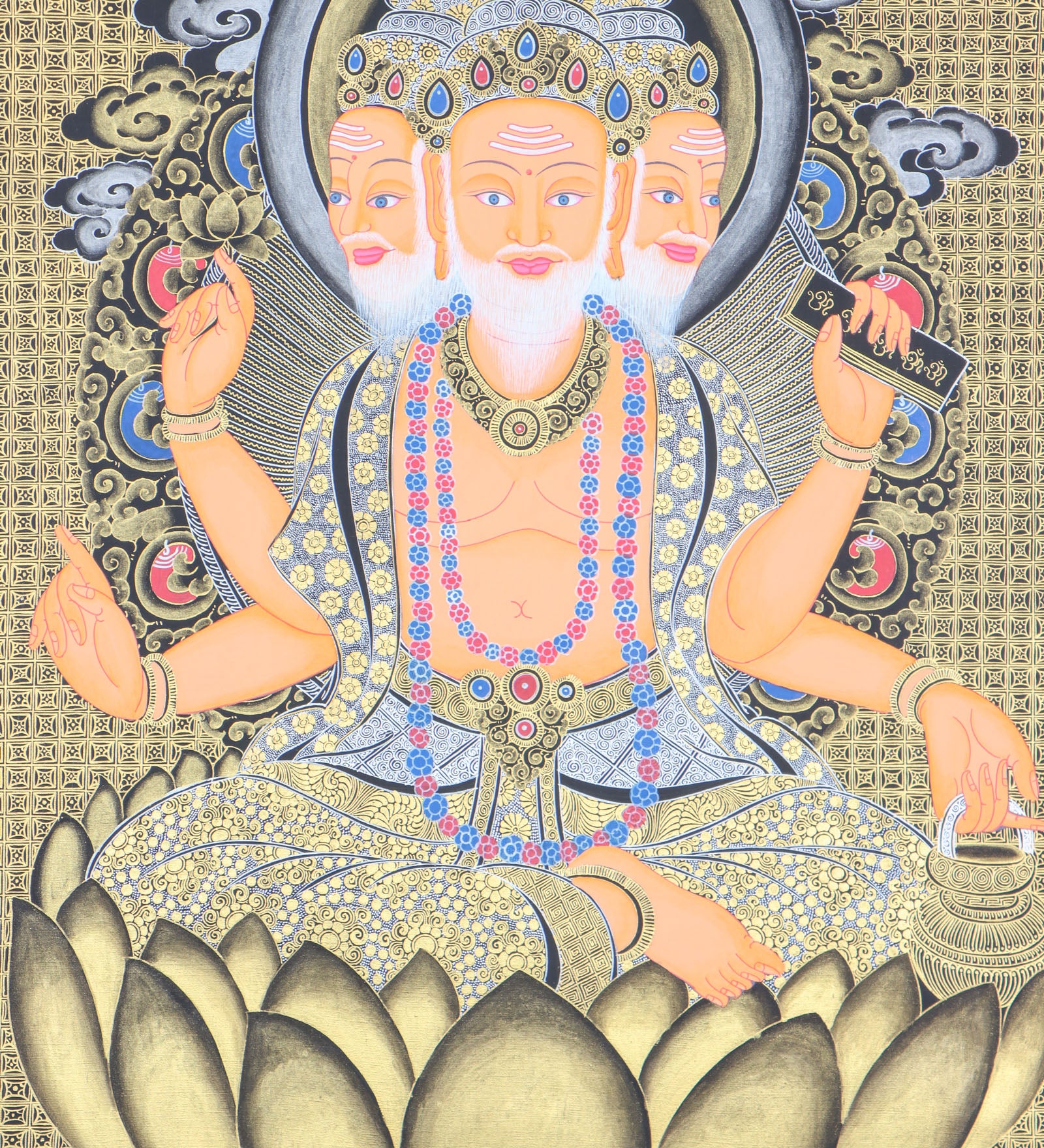 Hindu deity Brahma - The God of creation Thangka painting