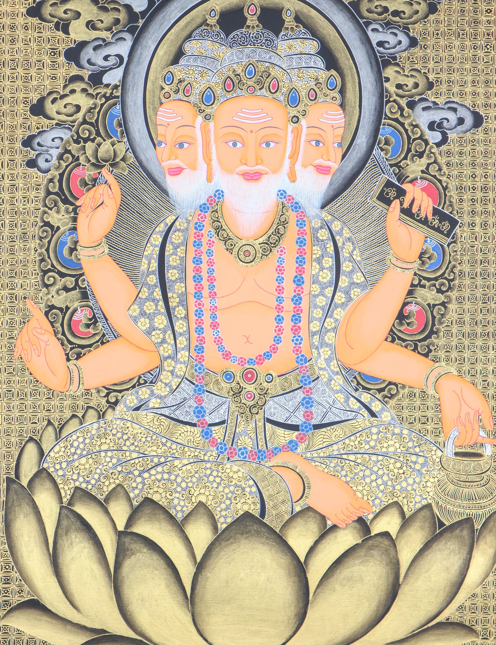 Hindu deity Brahma - The God of creation Thangka painting