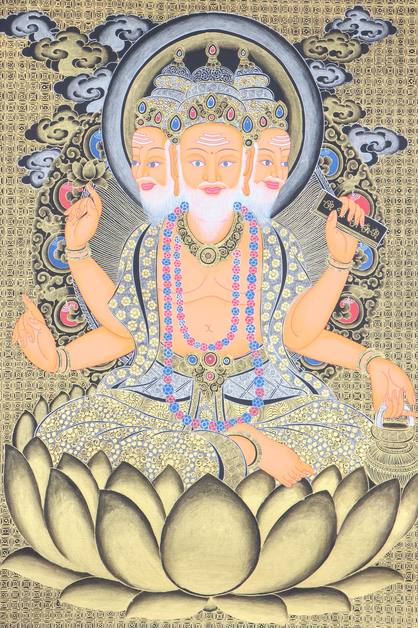 Hindu deity Brahma - The God of creation Thangka painting