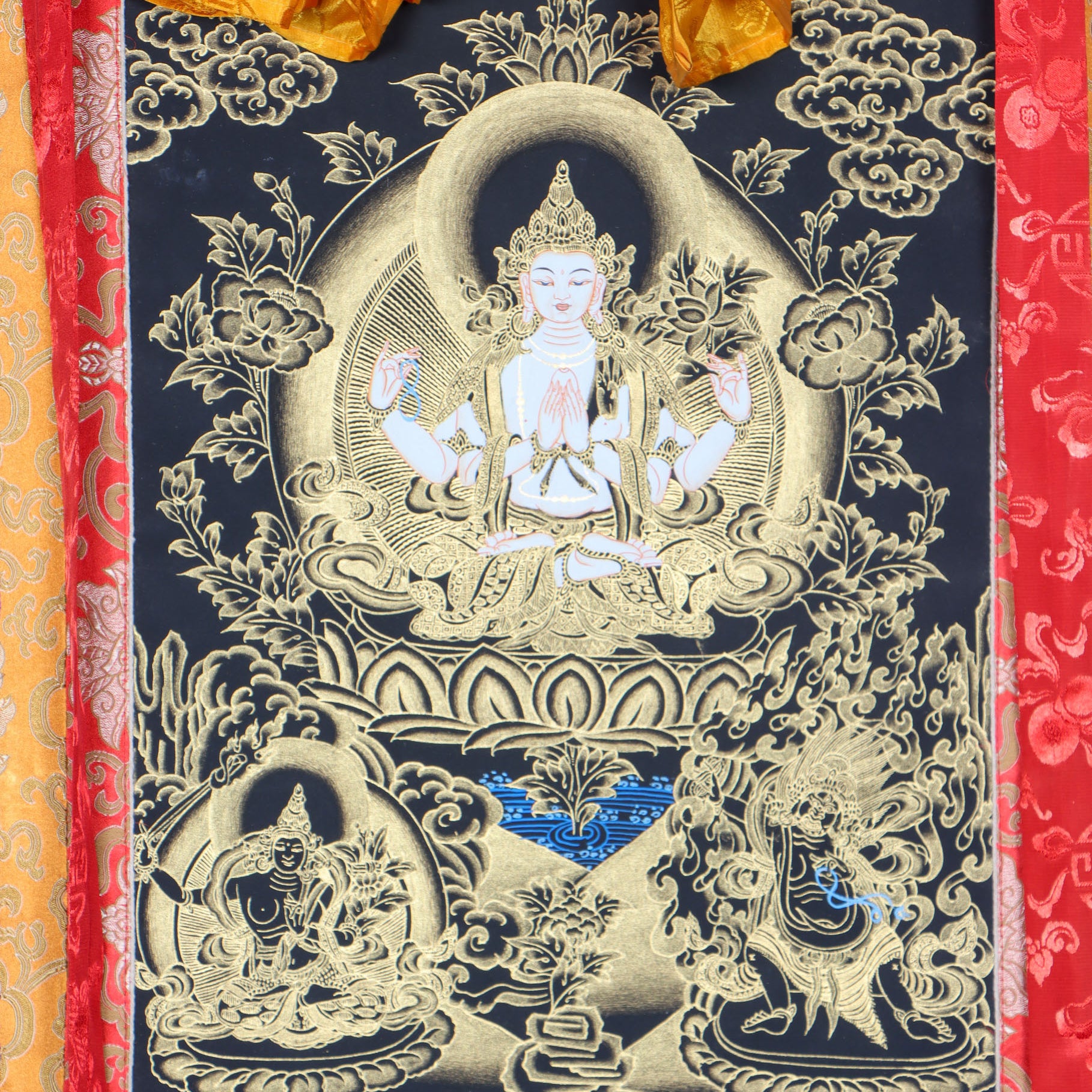 Chengresi Brocade Thangka Painting for wisdom and compassion.