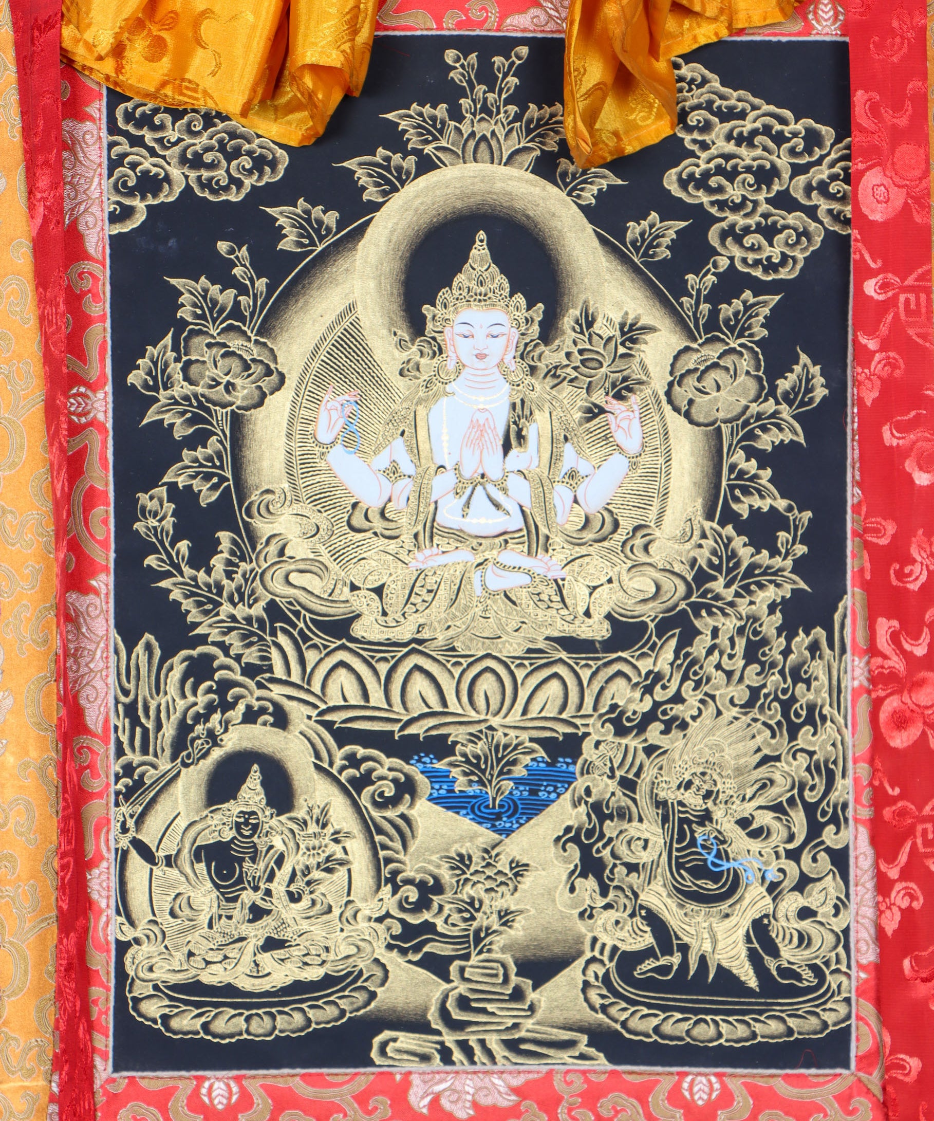 Chengresi Brocade Thangka Painting for wisdom and compassion.