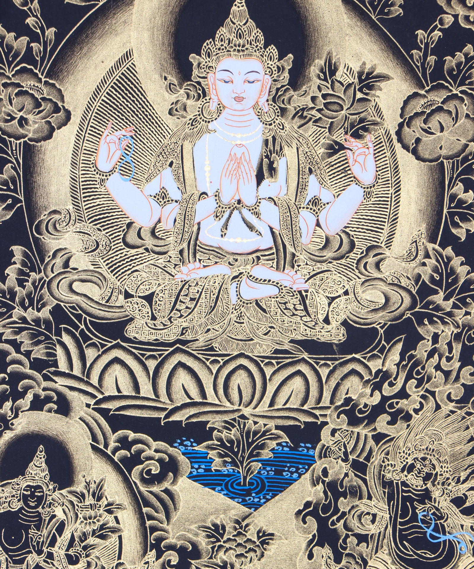 Chengresi Brocade Thangka Painting for wisdom and compassion.