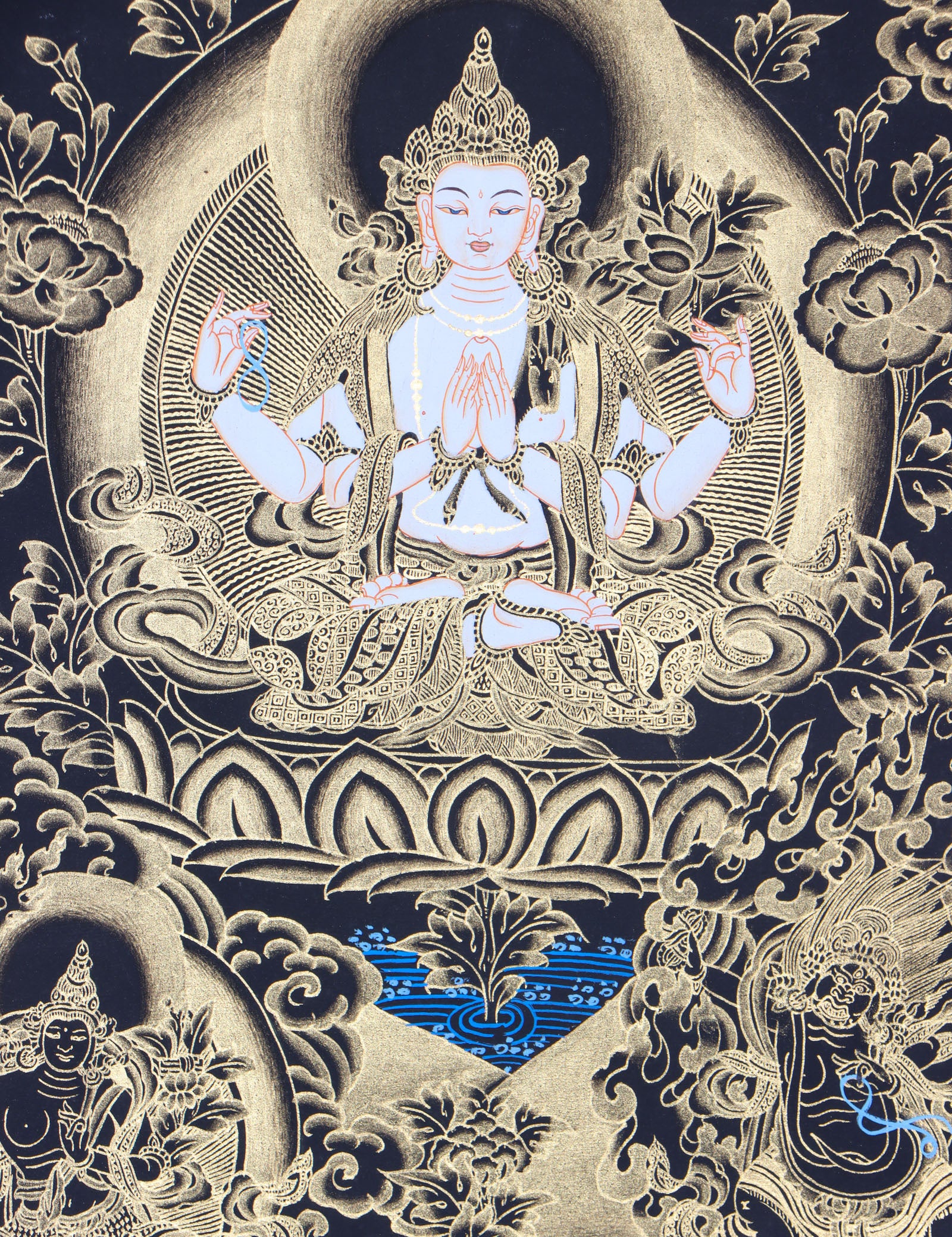 Chengresi Brocade Thangka Painting for wisdom and compassion.