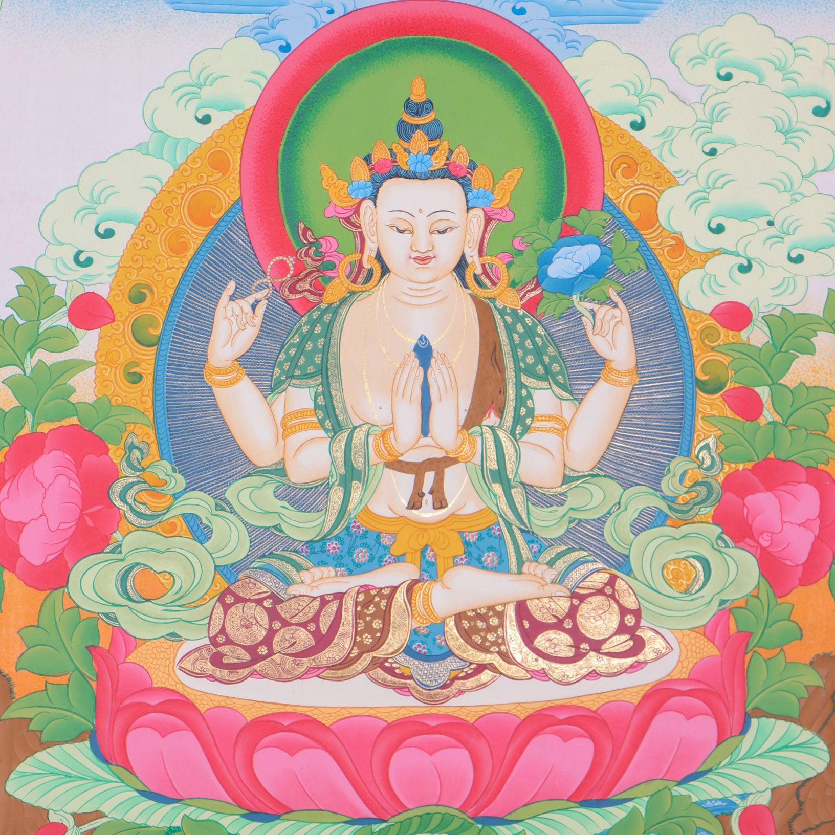 Chengresi Thangka Painting for wall decor.