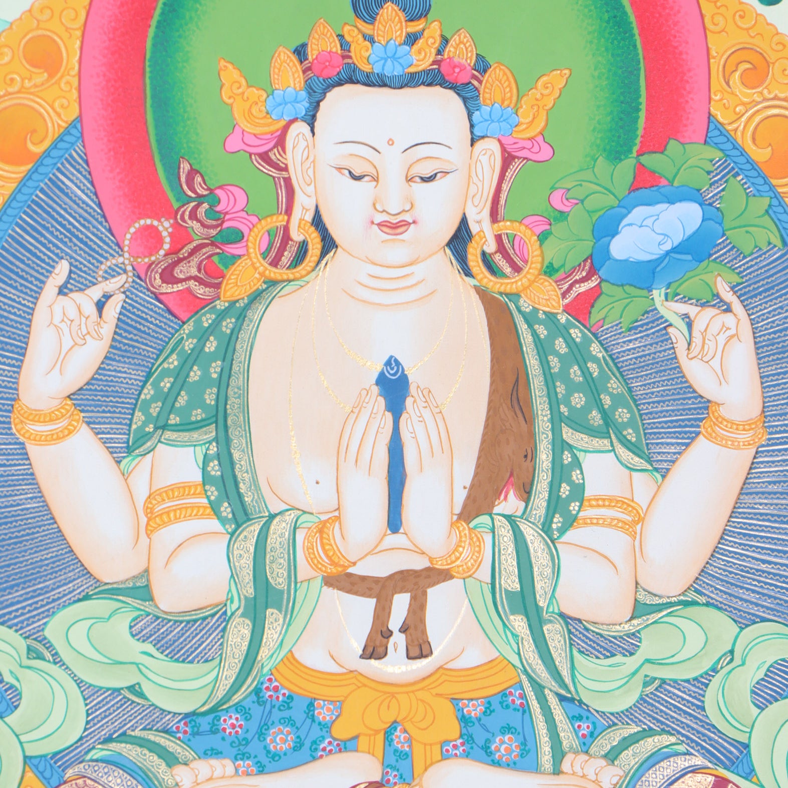 Chengresi Thangka Painting for wall decor.