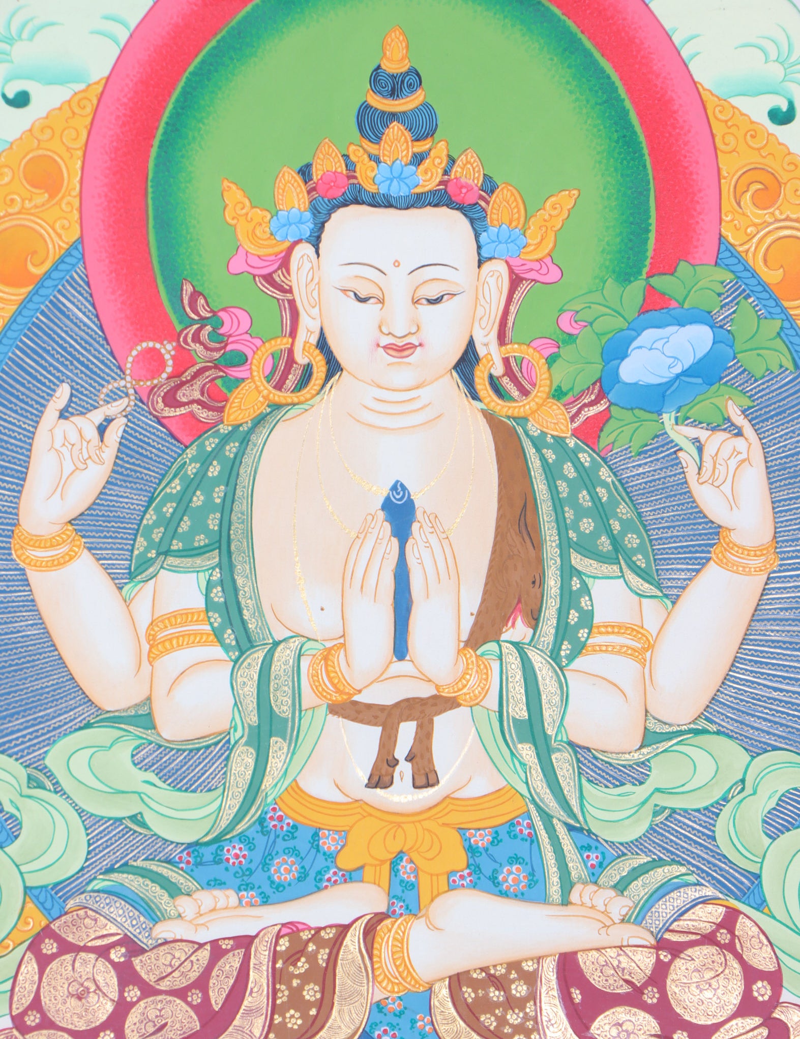 Chengresi Thangka Painting for wall decor.