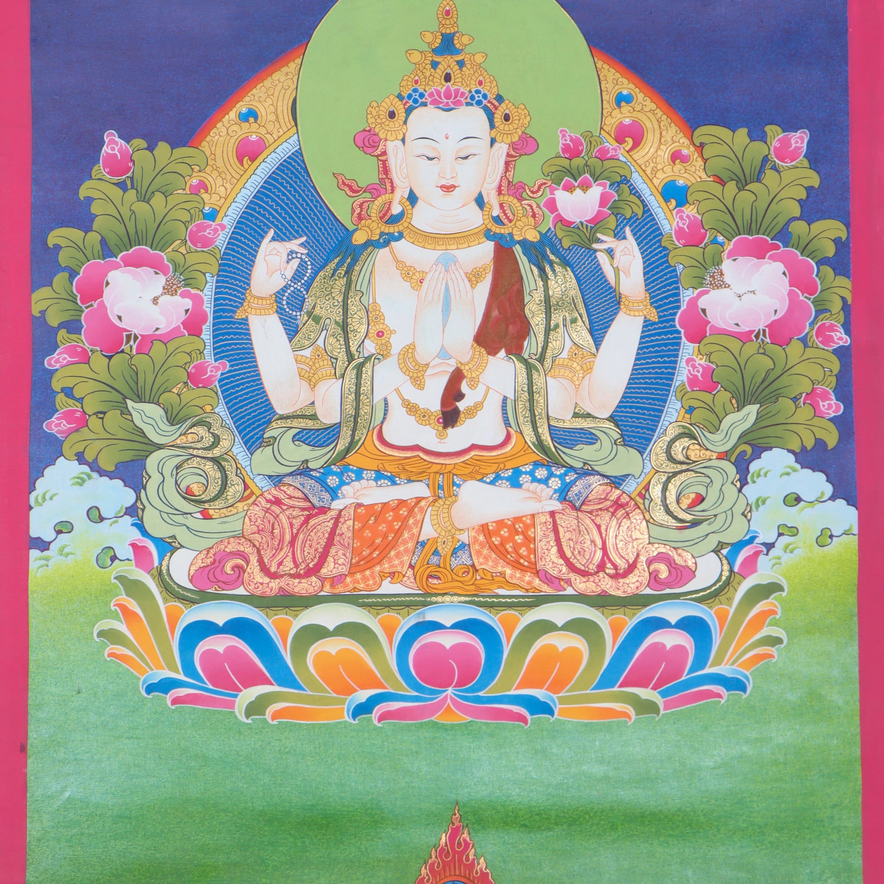 Chengresi Thangka Painting for spiritual practices.