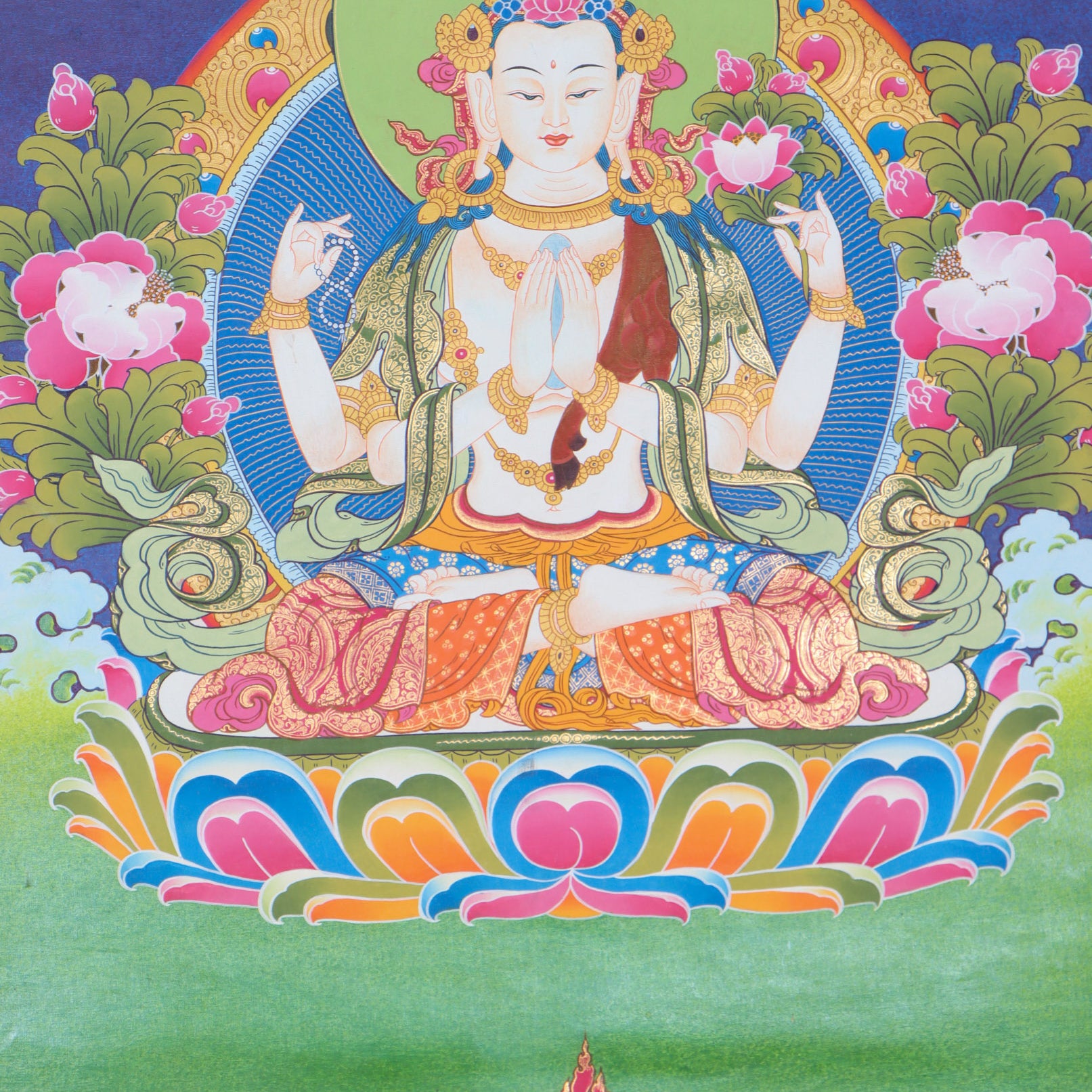 Chengresi Thangka Painting for spiritual practices.