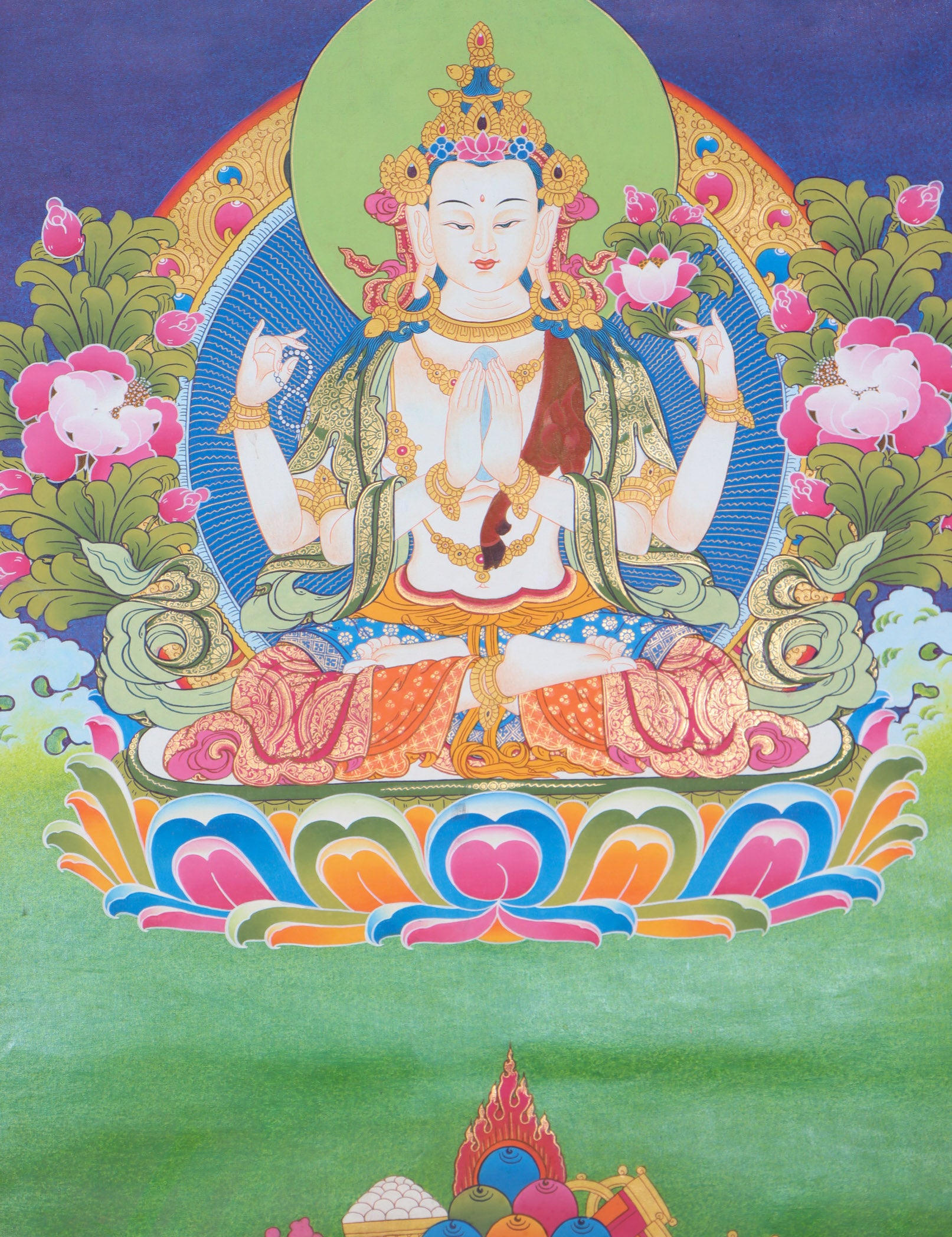 Chengresi Thangka Painting for spiritual practices.