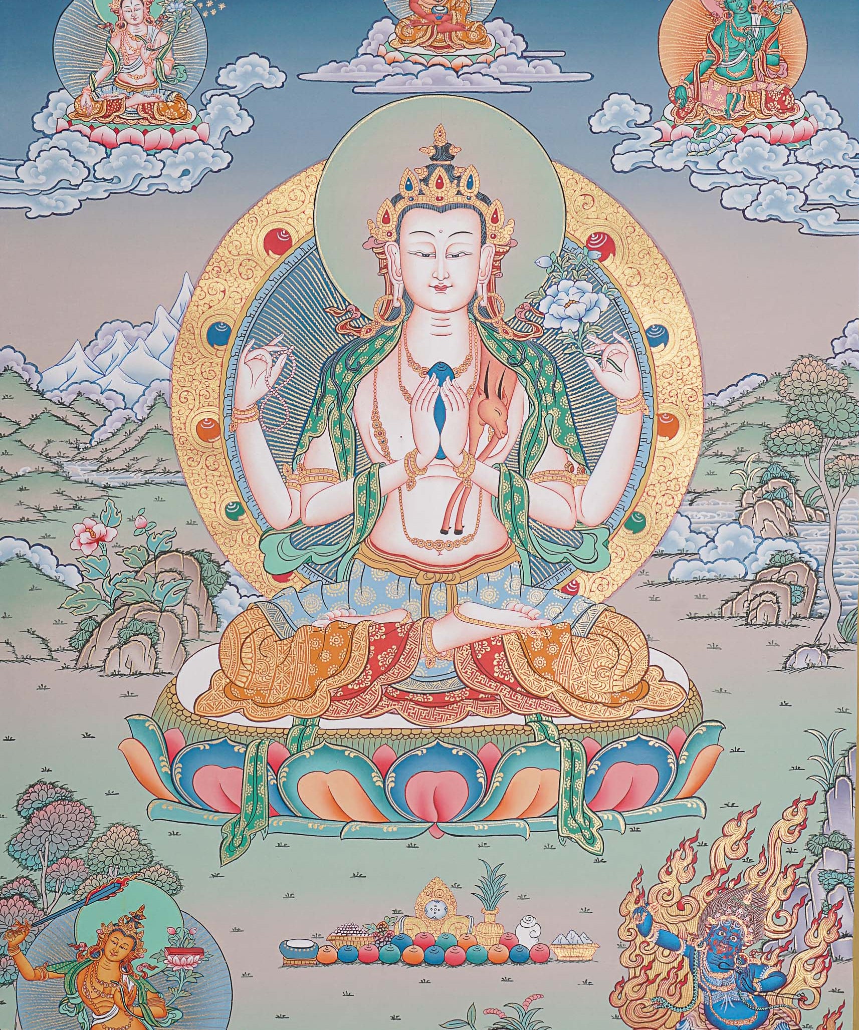 Chengresi Thangka Painting for prayer and meditation.