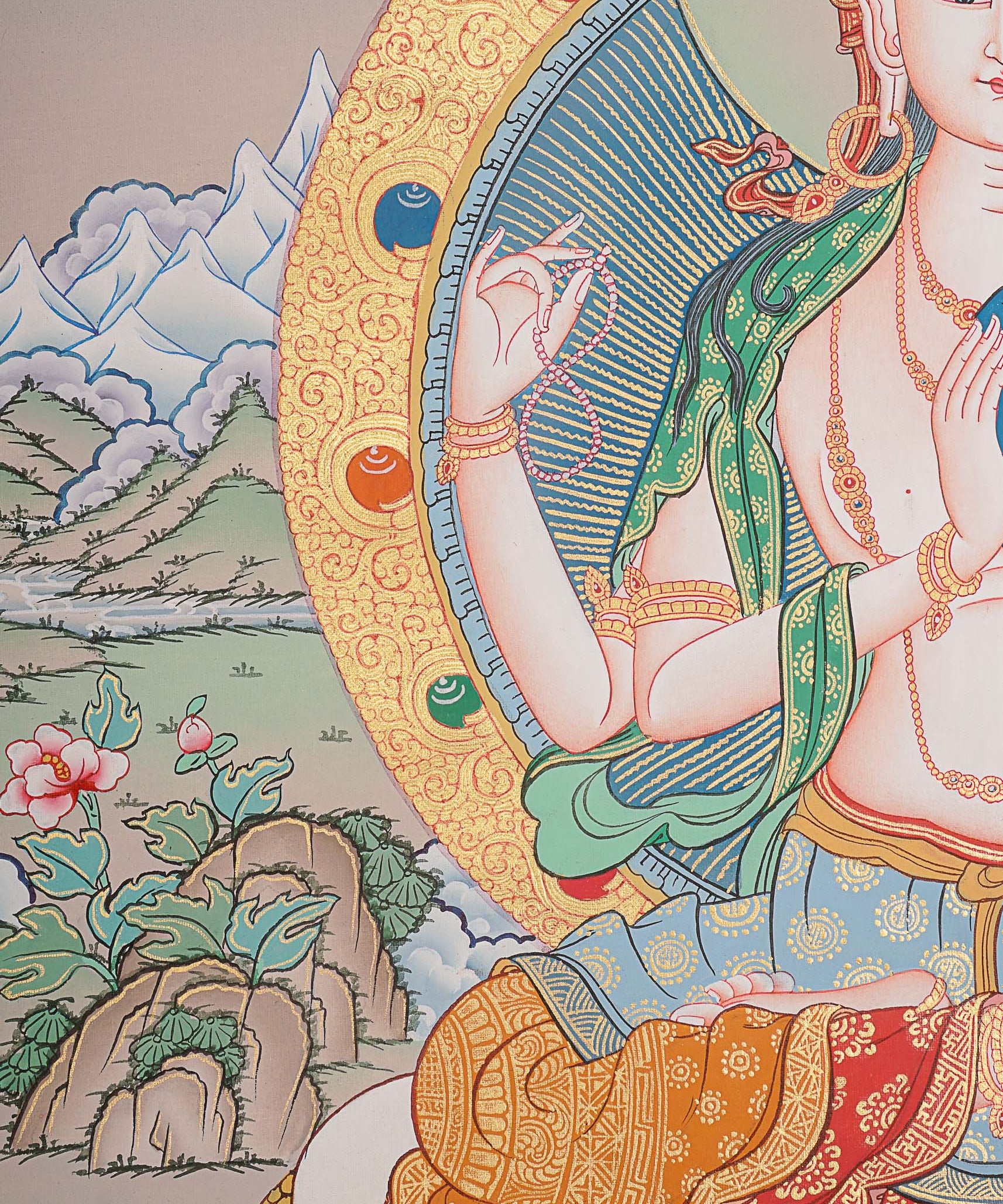 Chengresi Thangka Painting for prayer and meditation.