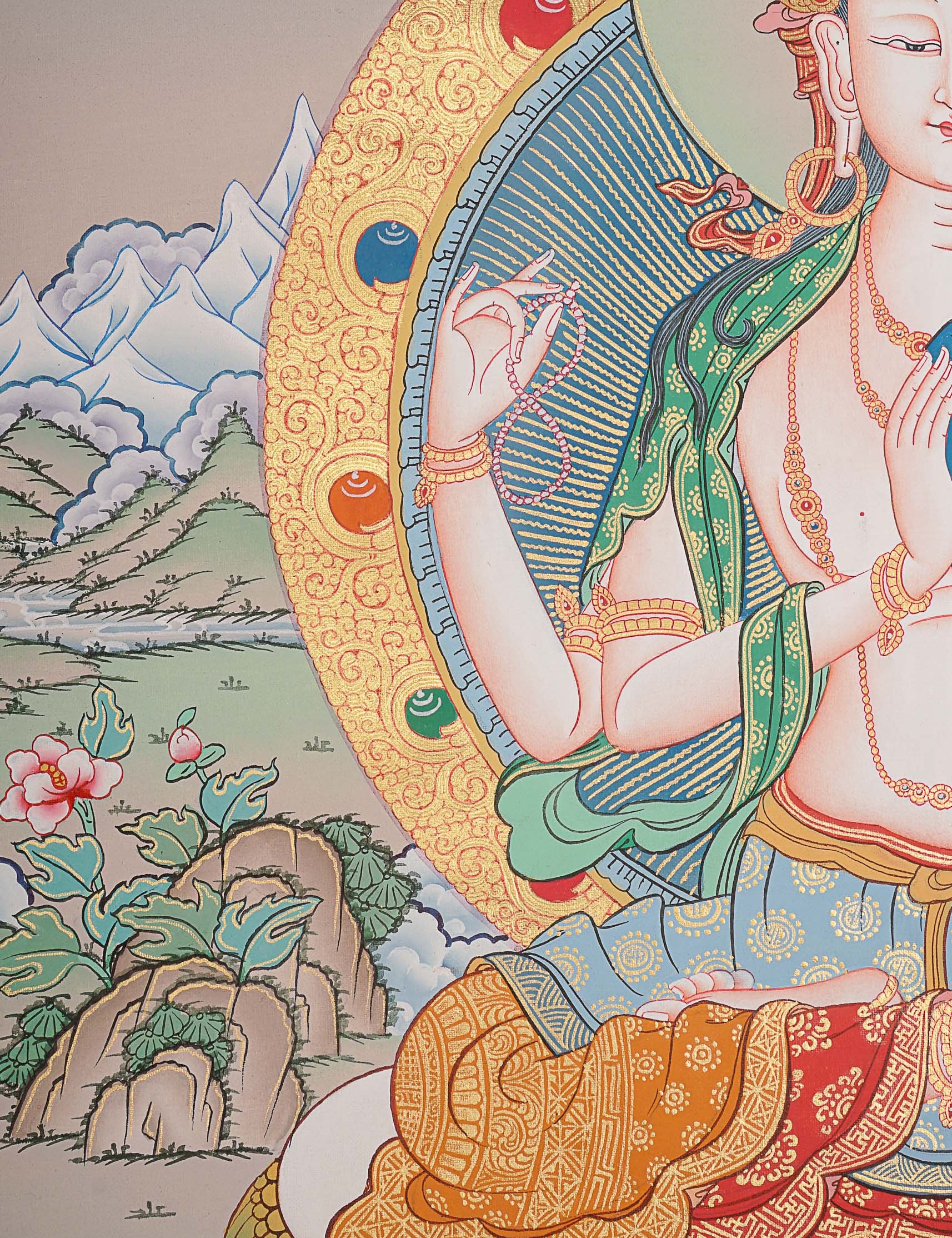 Chengresi Thangka Painting for prayer and meditation.