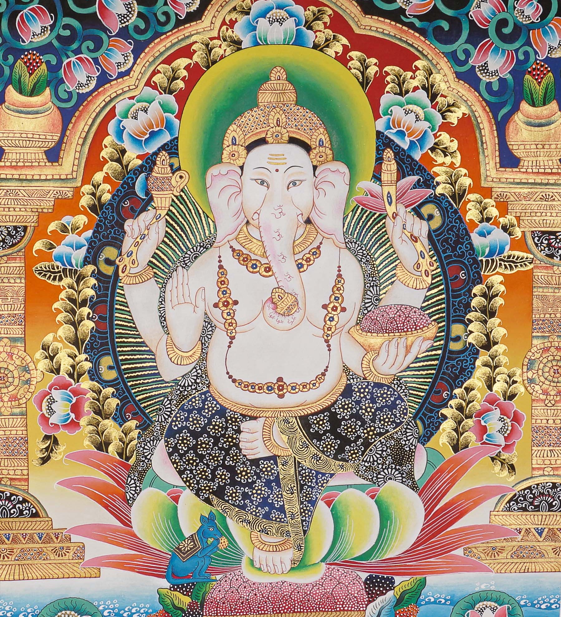 Ganesh Thangka - Handpainted Art